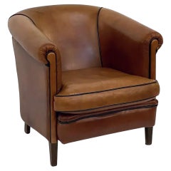 Italian Leather Club or Lounge Chairs from the Art Deco Era - Two Available