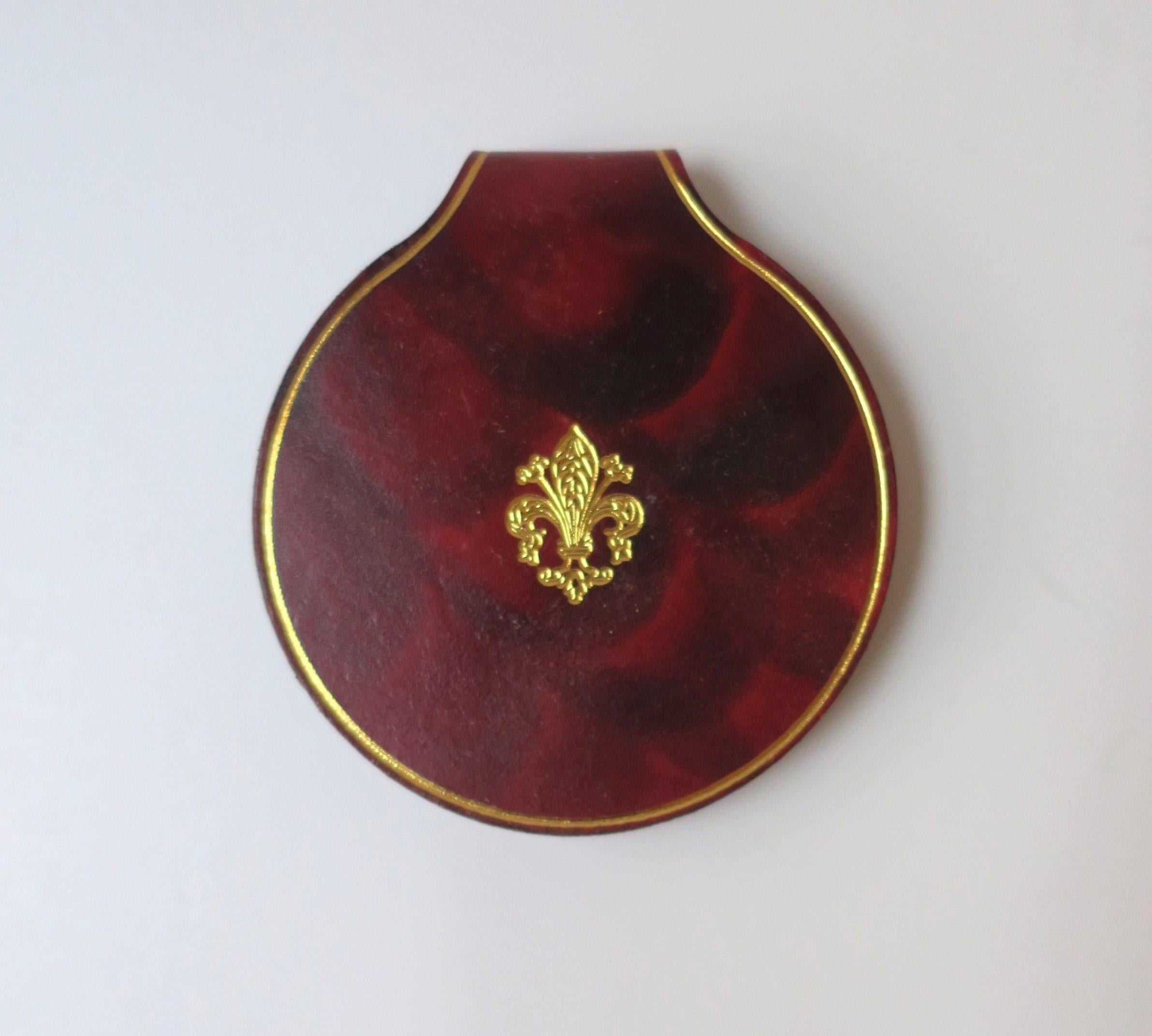 Italian Leather Compact Mirror  In Good Condition For Sale In New York, NY