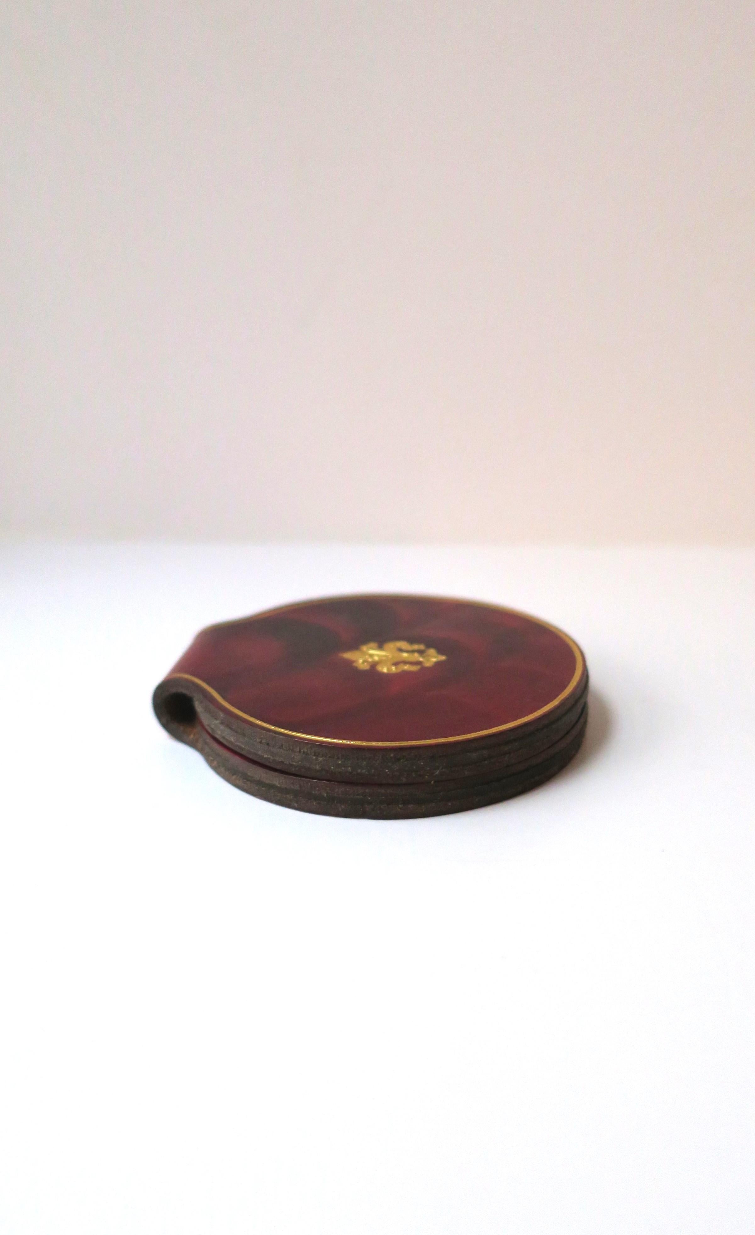 Italian Leather Compact Mirror  For Sale 4