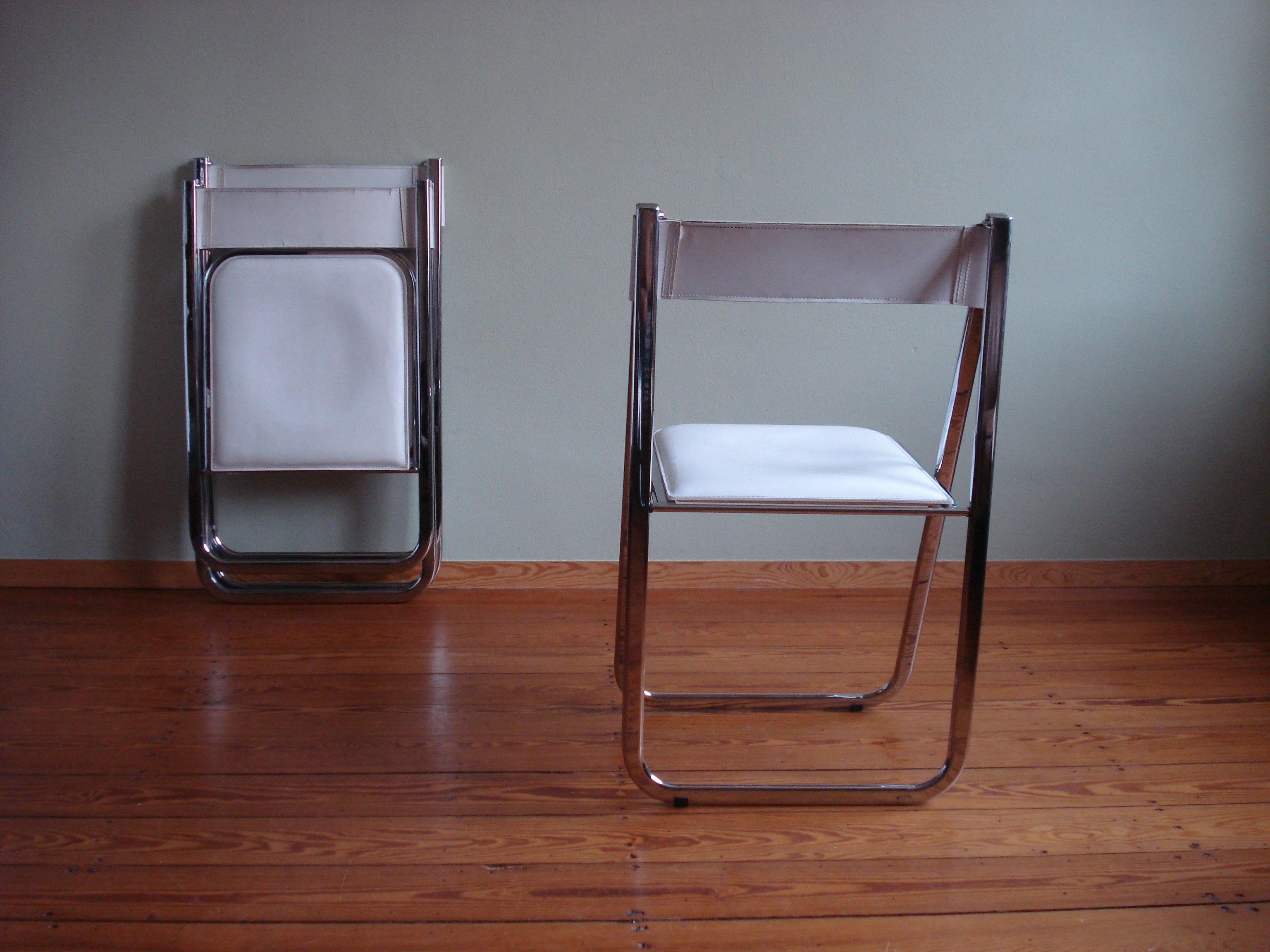 Late 20th Century Italian Leather Folding Chairs 