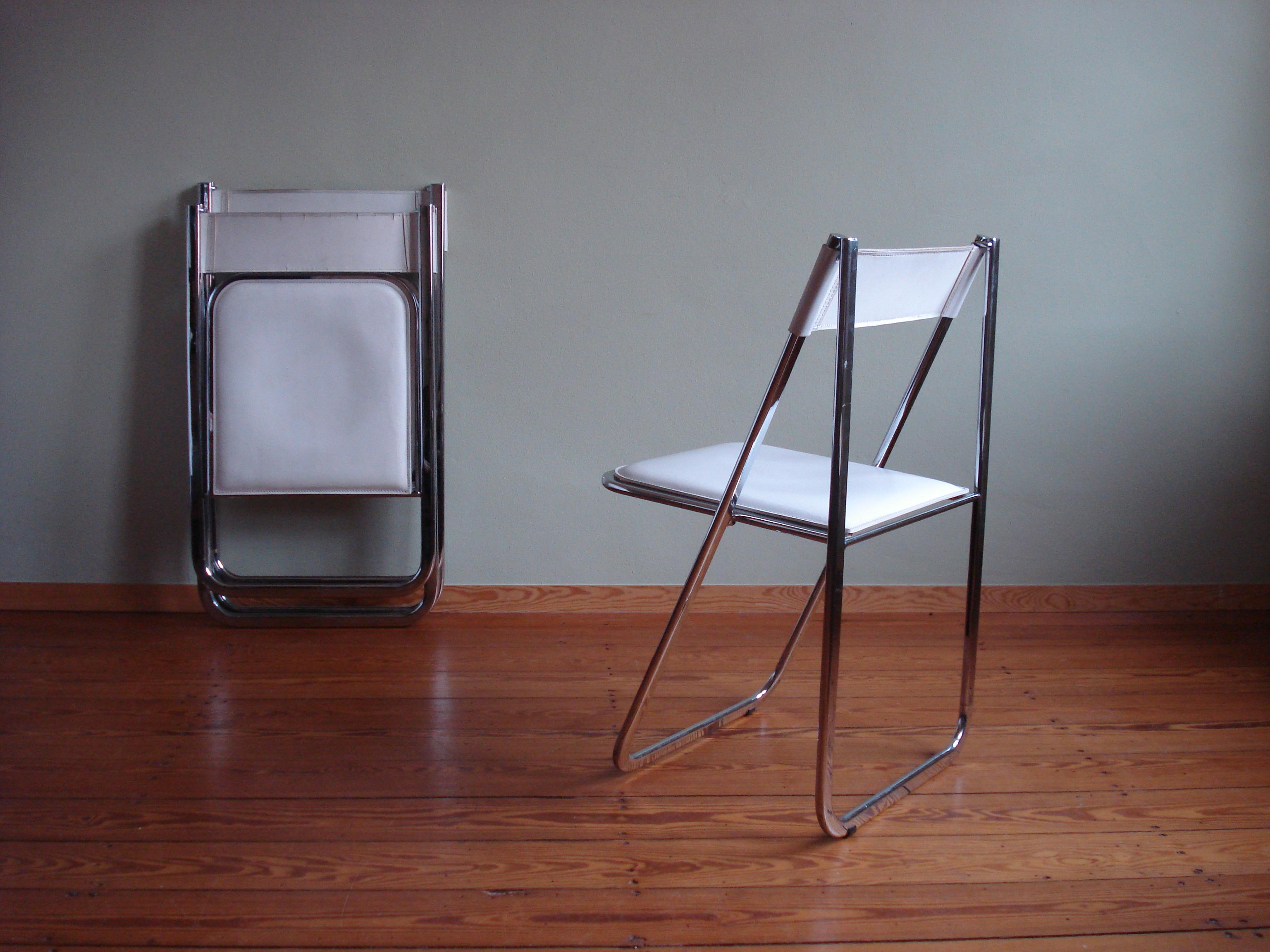 Italian Leather Folding Chairs 