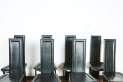 Italian Leather Highback Dining Chairs by Artedi