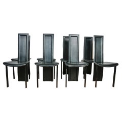 Italian Leather Highback Dining Chairs by Artedi