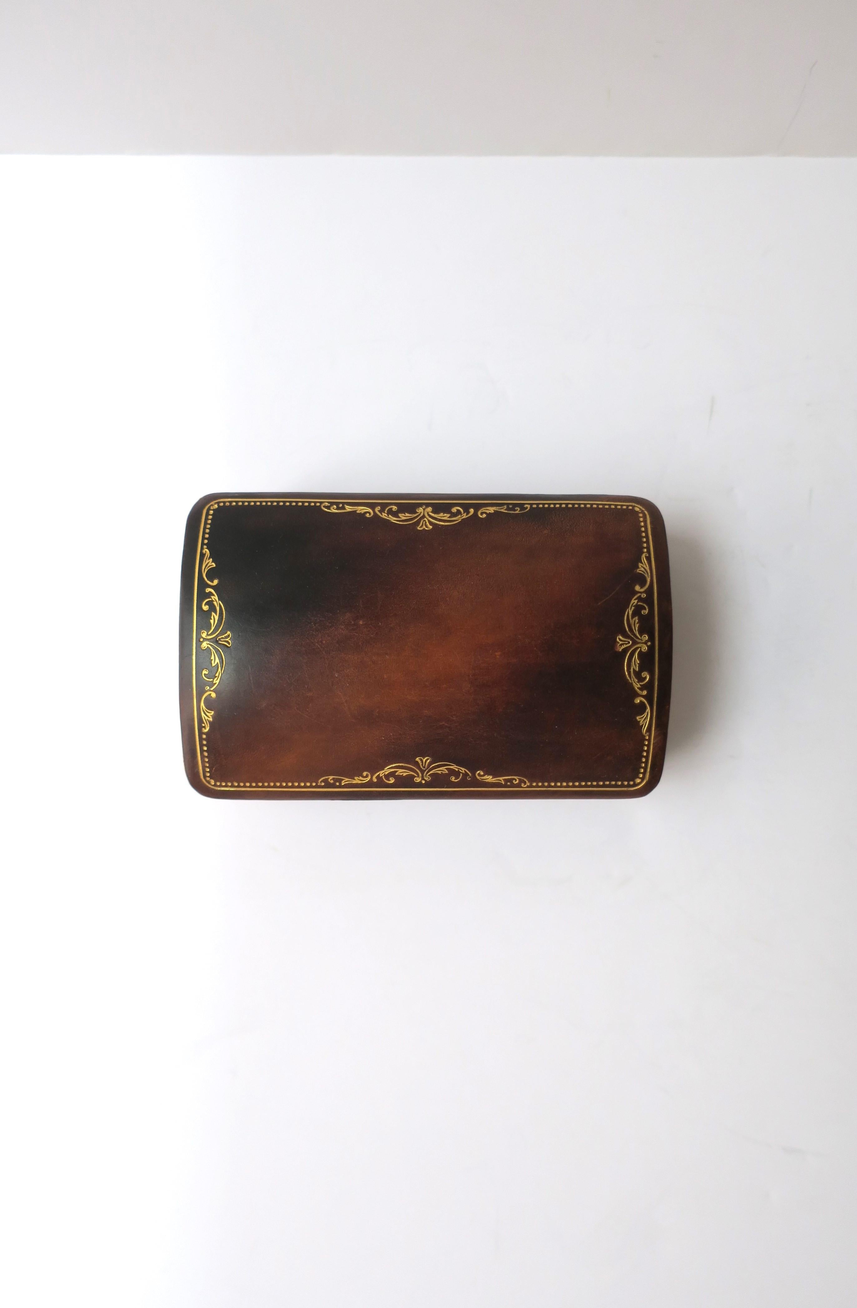 Embossed Italian Leather Jewelry Box For Sale