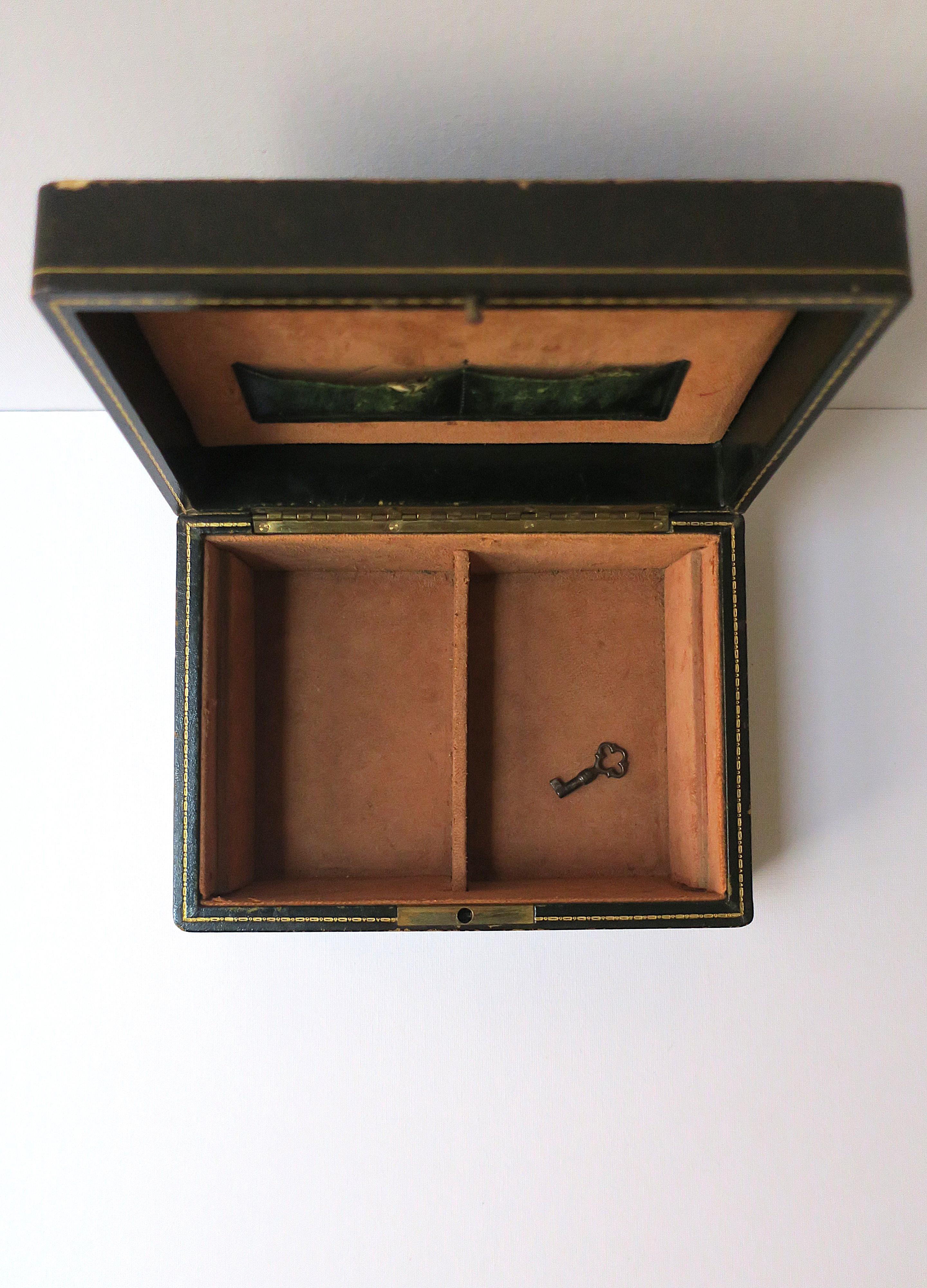 Joyero de cuero italiano Latón en venta