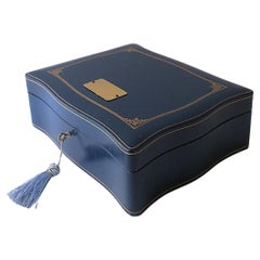 Italian Leather Jewelry Box with Tray, Large