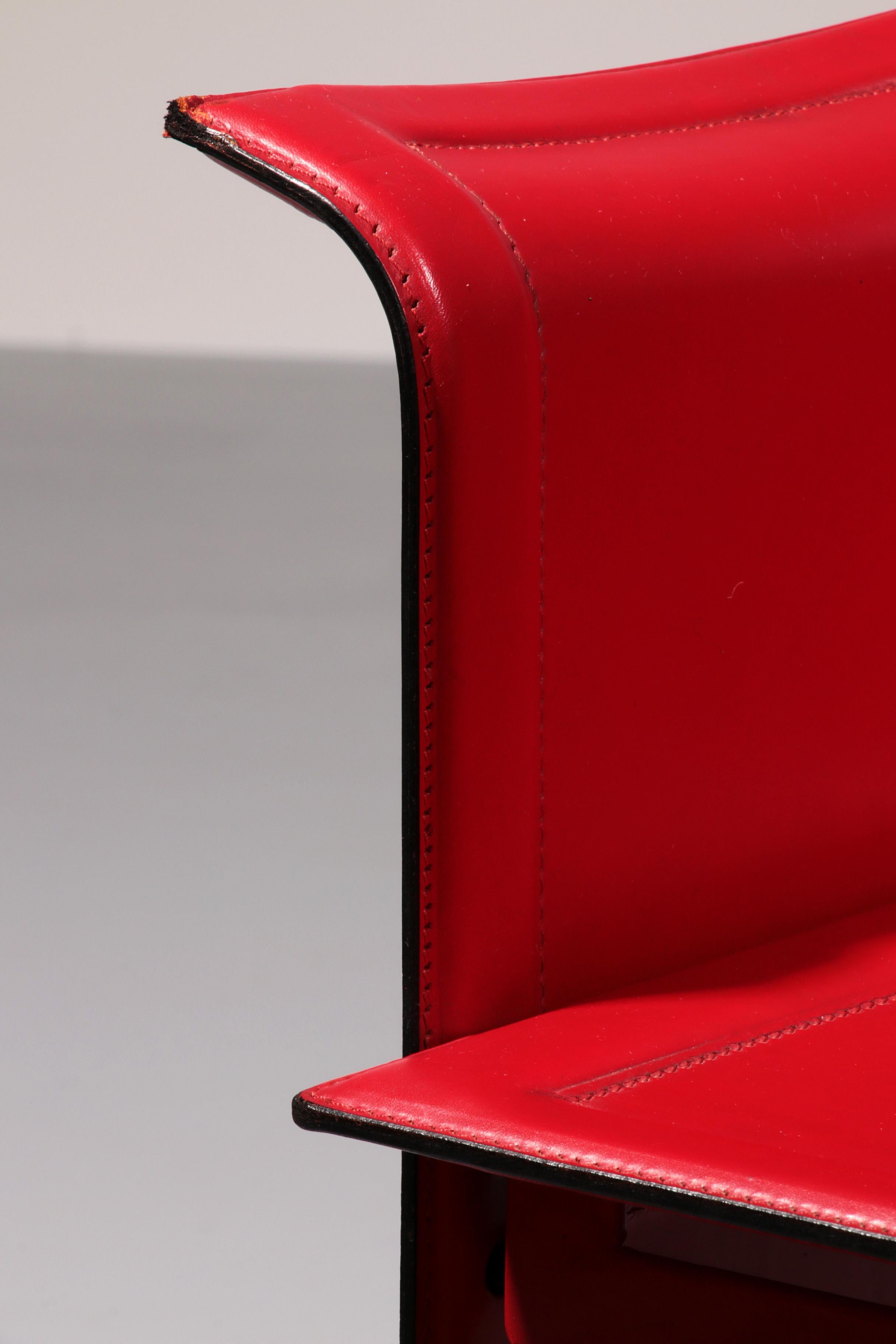 Italian Leather Korium Chair attributed to Tito Agnoli for Matteo Grassi, 1970s 4