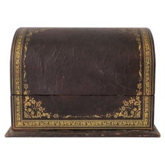 Antique Italian Leather Desk Letter Holder Box