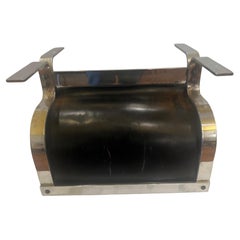 Italian Leather Log Holder or Magazine Rack by Alessandro Albrizzi