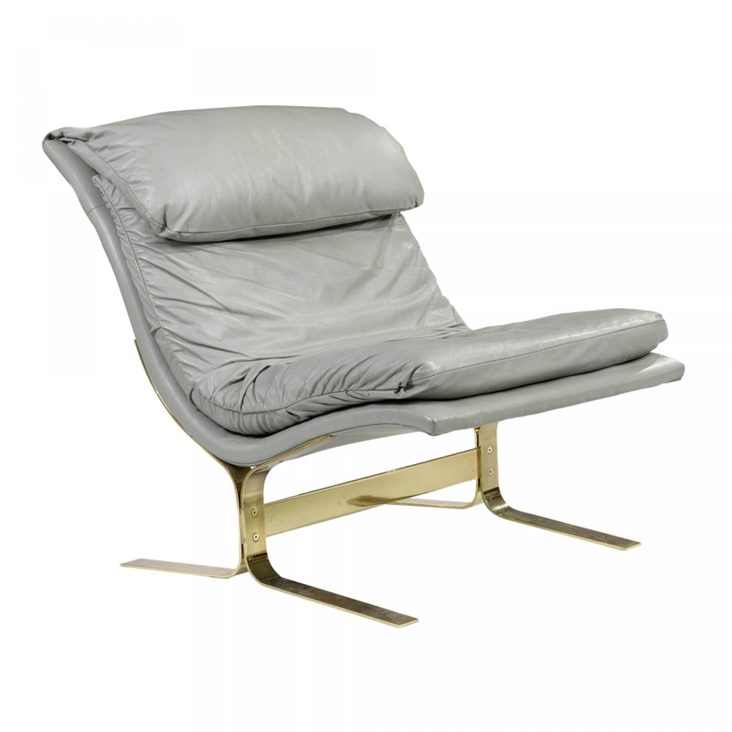 Hand-Crafted Italian Leather Lounge Chair and Ottoman