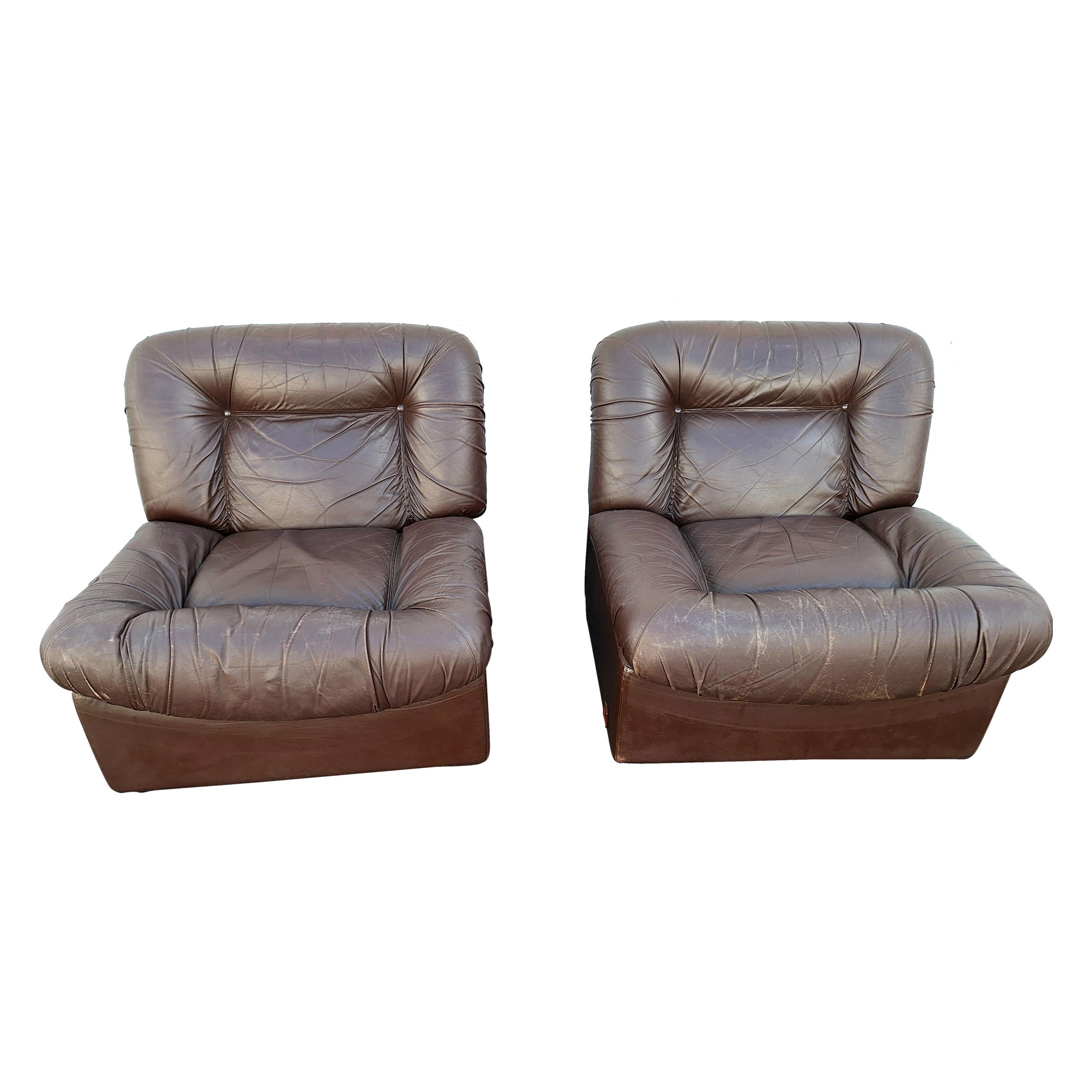 Italienische Leder-Loungesessel  Stühle Panarea von Lev & Lev