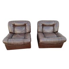 Italian Leather Lounge  Chairs Panarea by Lev & Lev
