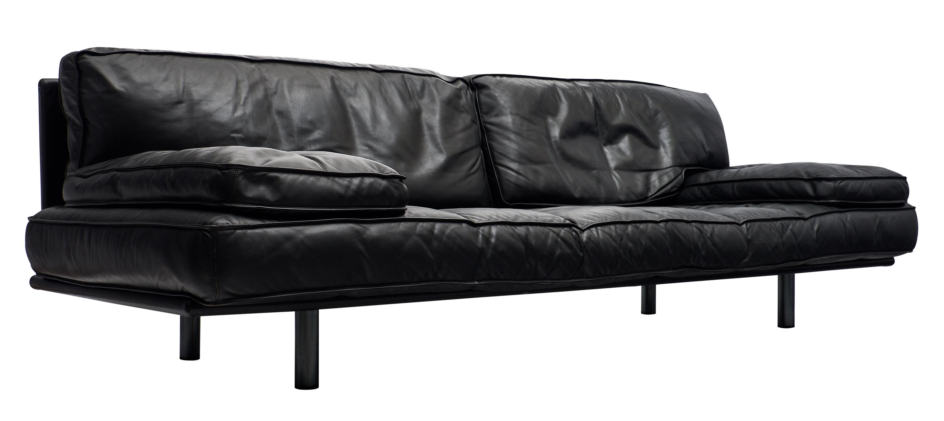 Milano 210 Italian leather sofa by Zanotta, made in Italy. This piece is in excellent vintage condition and is extremely comfortable. We love the clean lines and feather cushions on the back and armrests. The steel frame features elastic strip