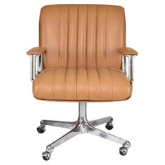 Italian Leather Office Chair Set by Osvaldo Borsani for Tecno Milano, 1960s