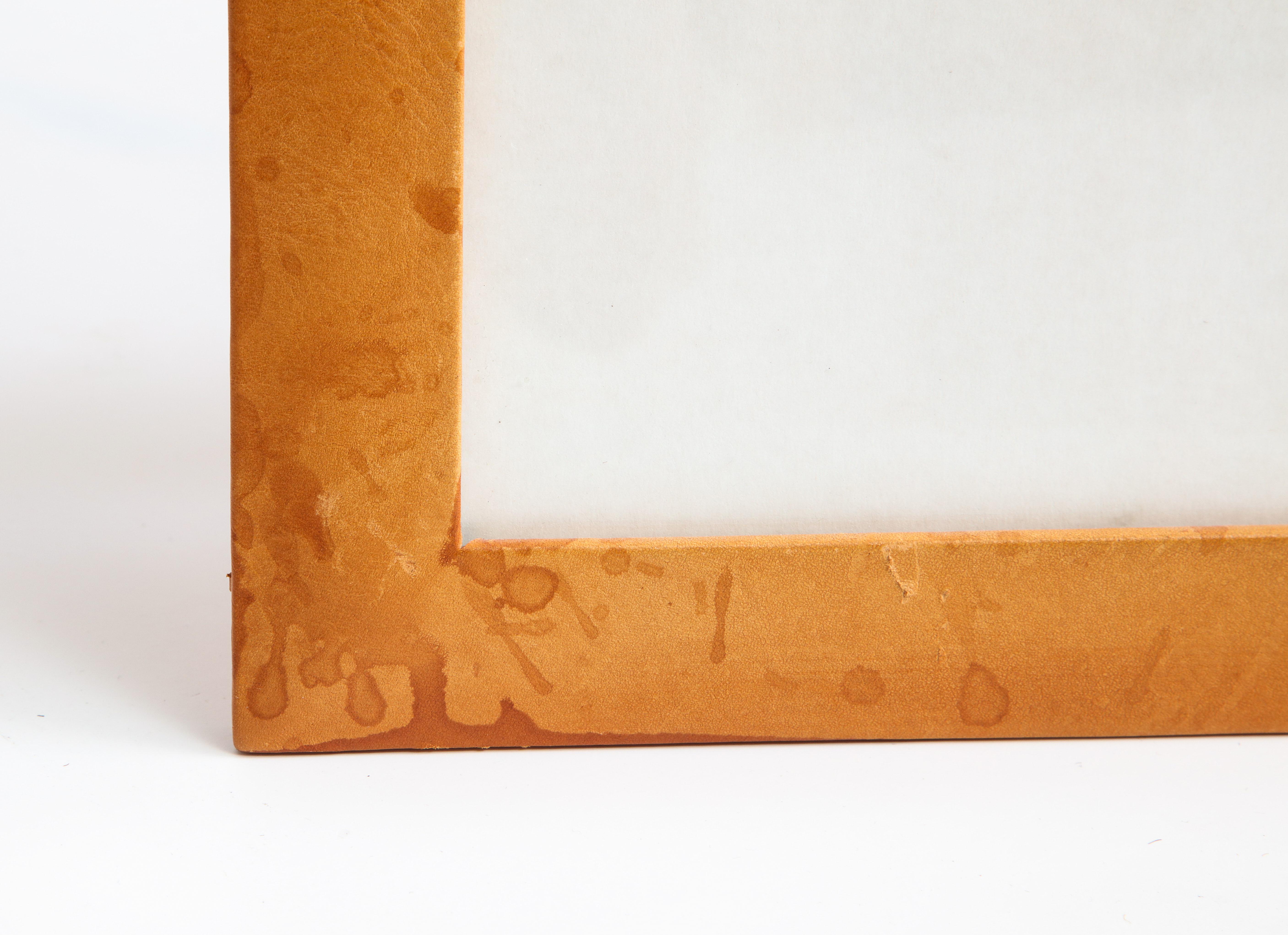 Italian leather picture frame, originally retailed by Barneys NY. Picture opening is 7 3/8” x 9 3/8”.