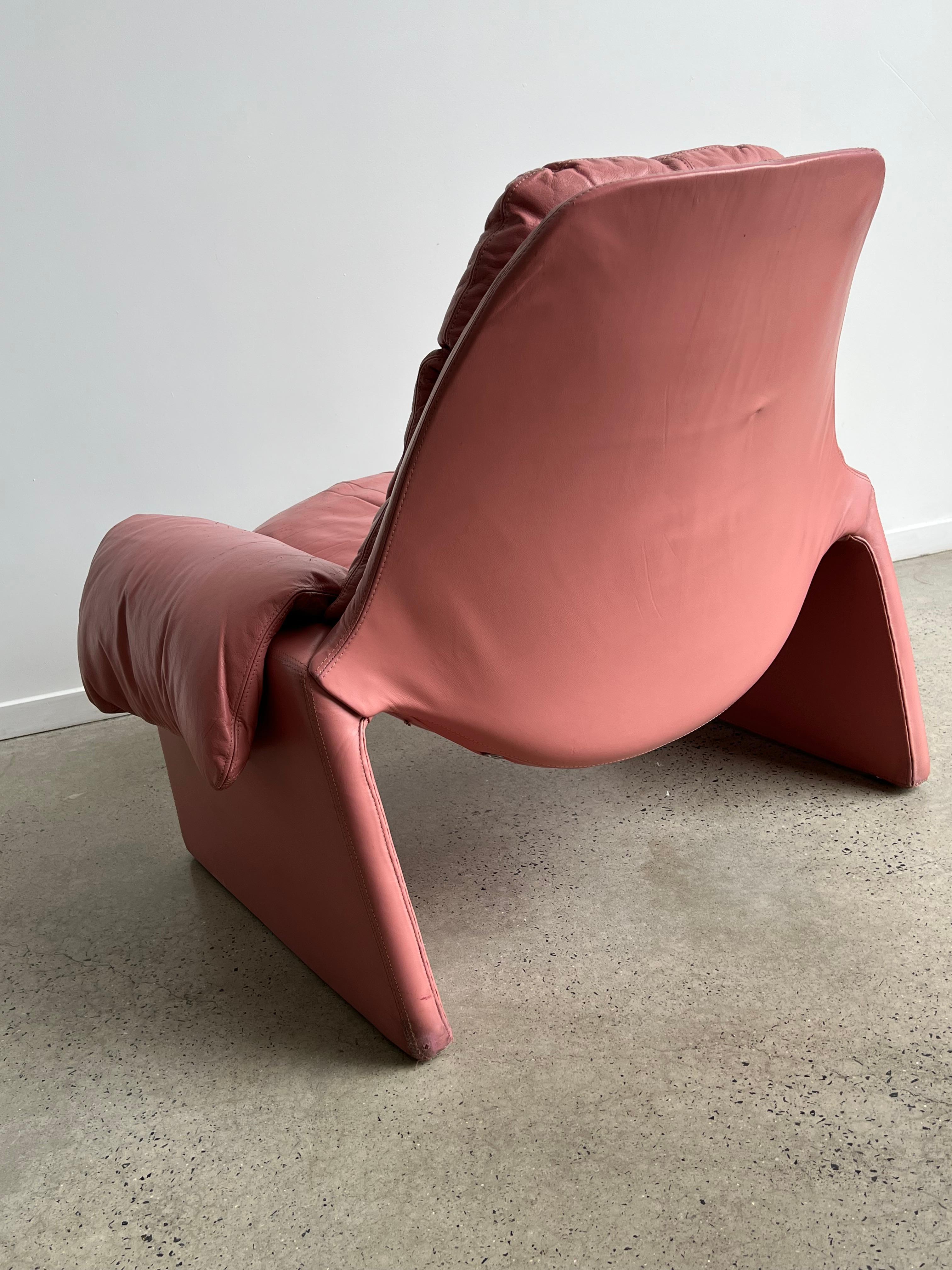 Italian Leather Pink P60 Chair by Vittorio Introini for Saporiti Italia, 1962 For Sale 2