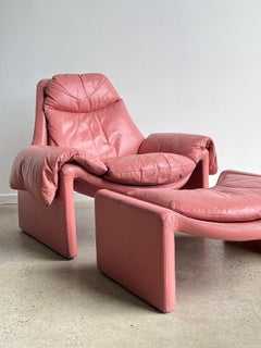 Italian Leather Pink P60 Chair by Vittorio Introini for Saporiti Italia, 1962