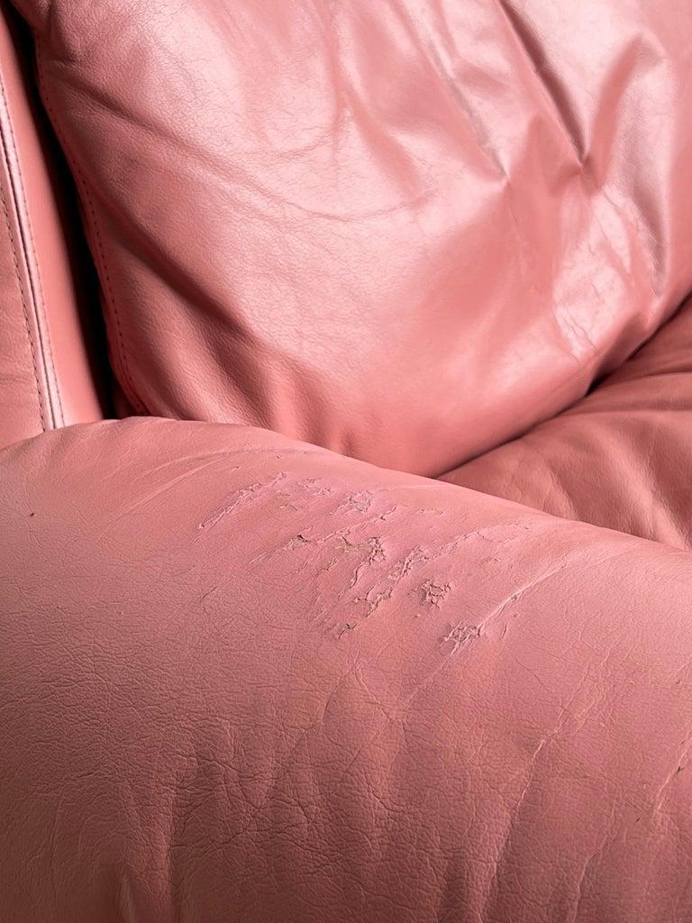 Silla P60 de piel italiana rosa de Vittorio Introini para Saporiti Italia, 1962 Italiano en venta