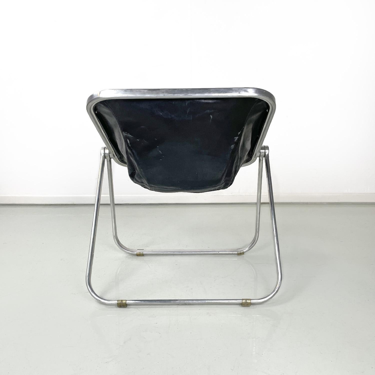 Late 20th Century Italian leather Plona armchair by Giancarlo Piretti for Anonima Catelli, 1970s