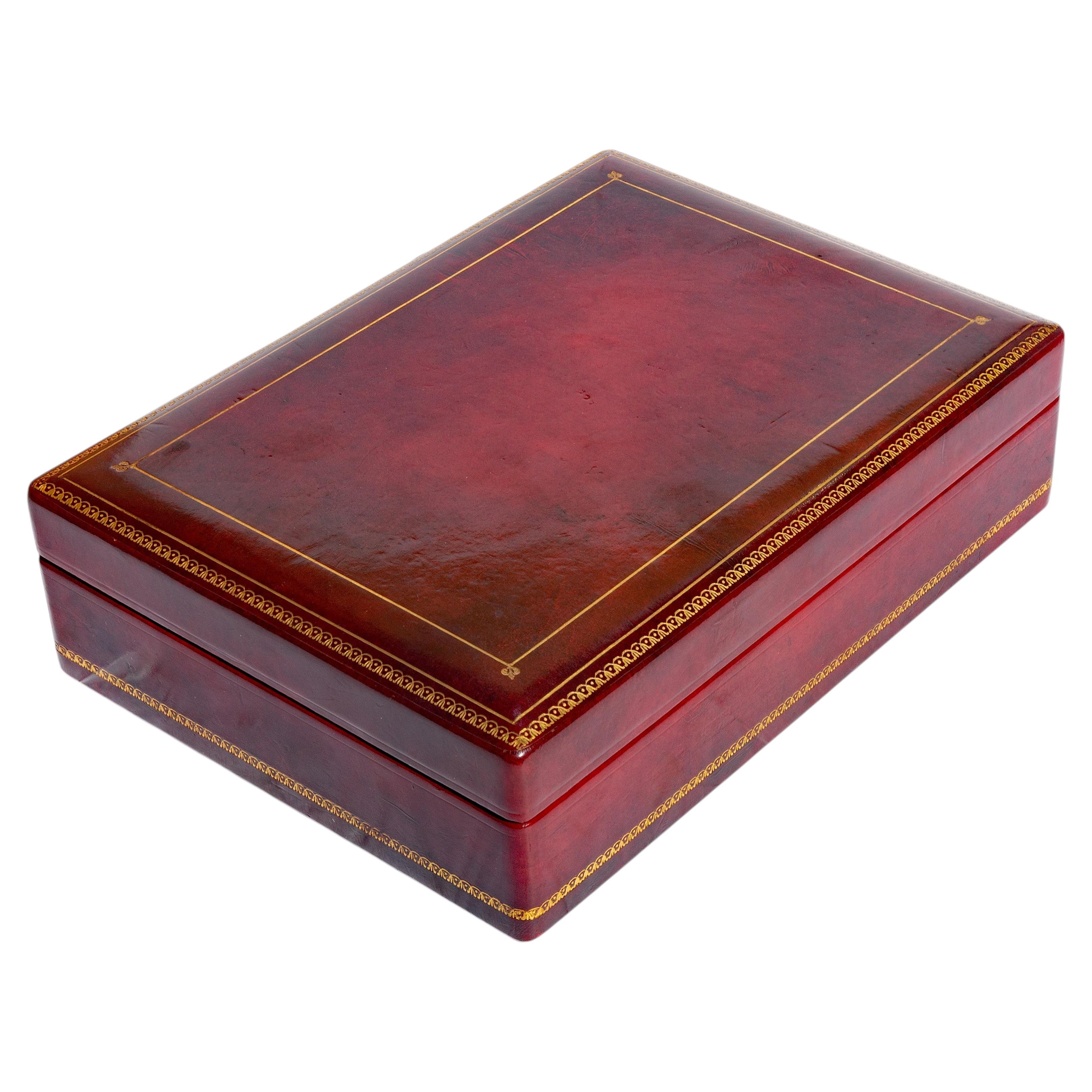 Italian Leather Ruby Red Box For Sale