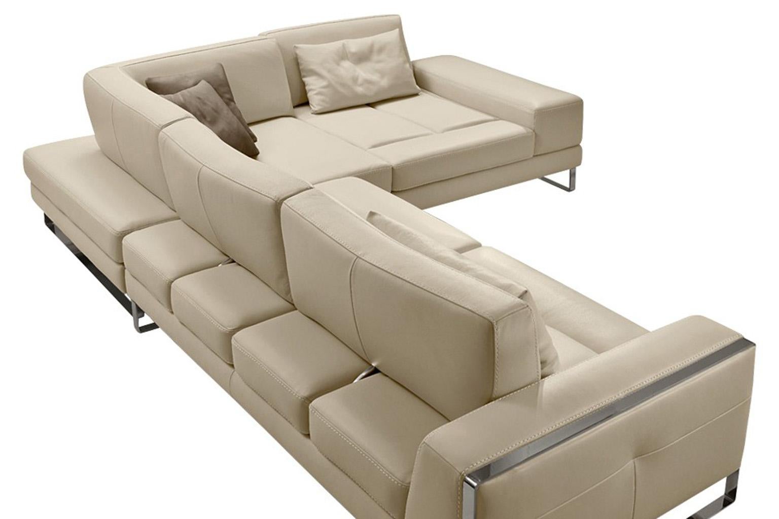 Modern Italian Leather Sectional with Adjustable Back Cushions For Sale