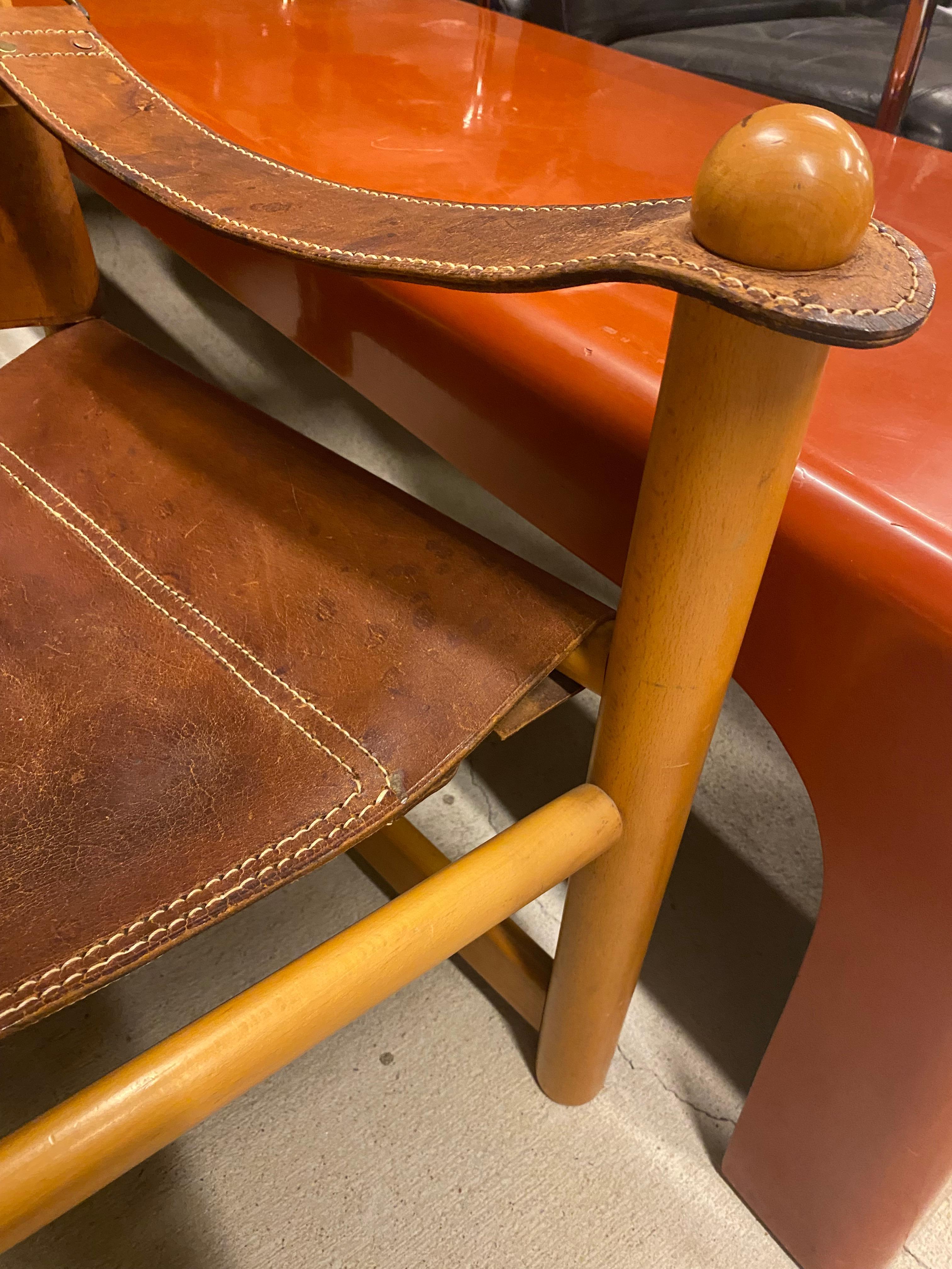 Italian Leather Sling Chair, 1960's For Sale 6
