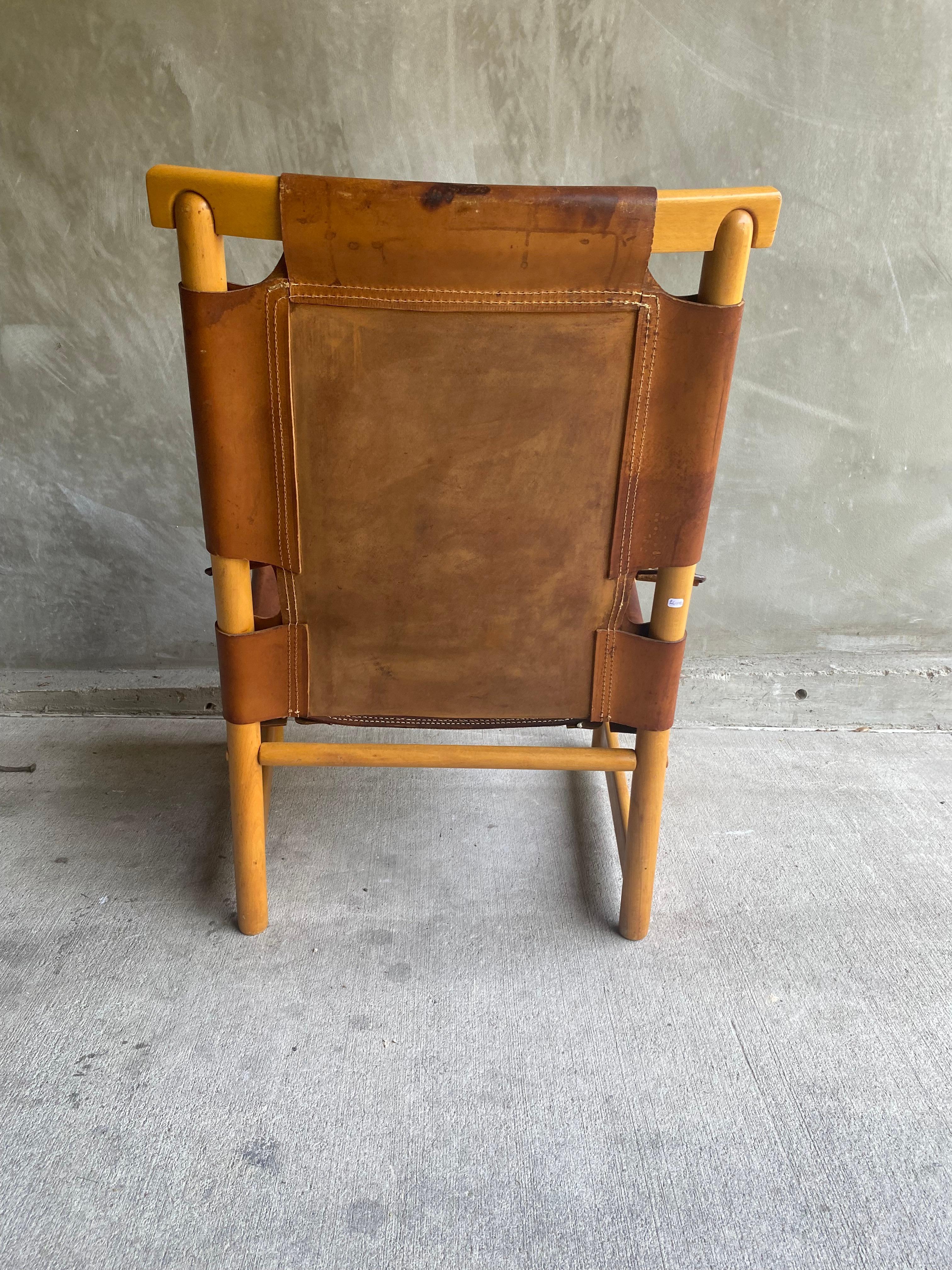 Cuir Chaise italienne en cuir, années 1960 en vente