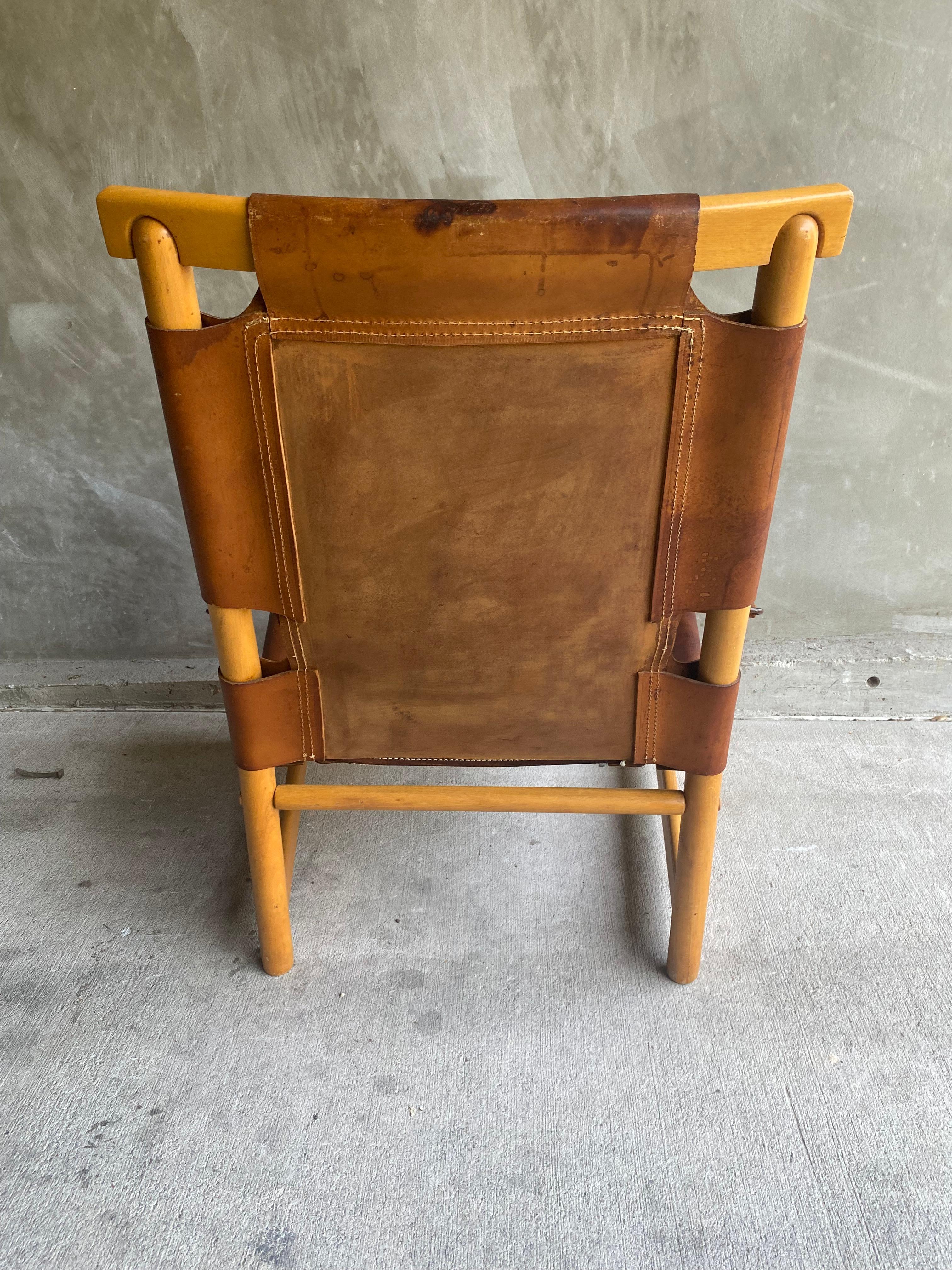Italian Leather Sling Chair, 1960's For Sale 2
