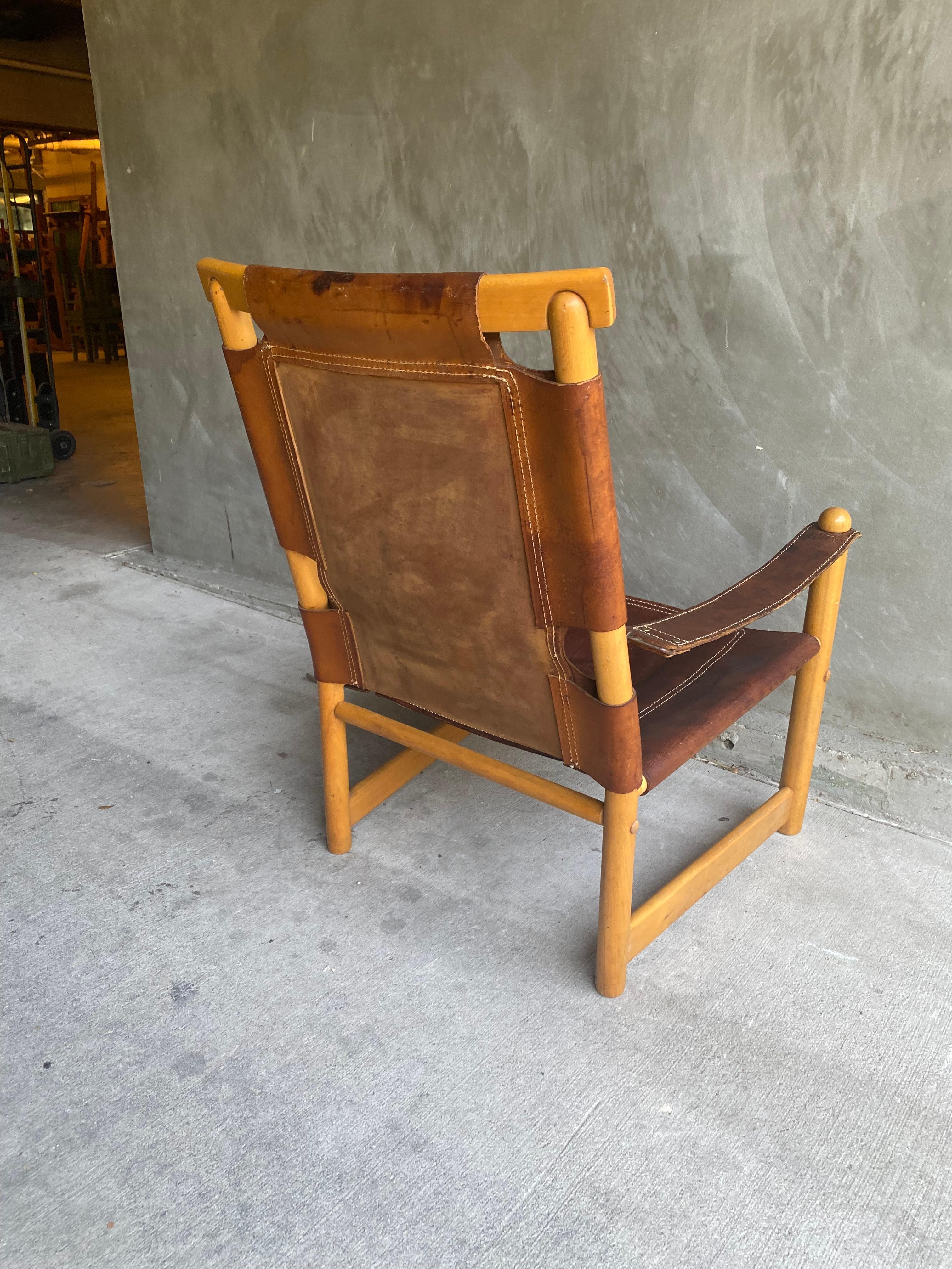 Italian Leather Sling Chair, 1960's For Sale 3