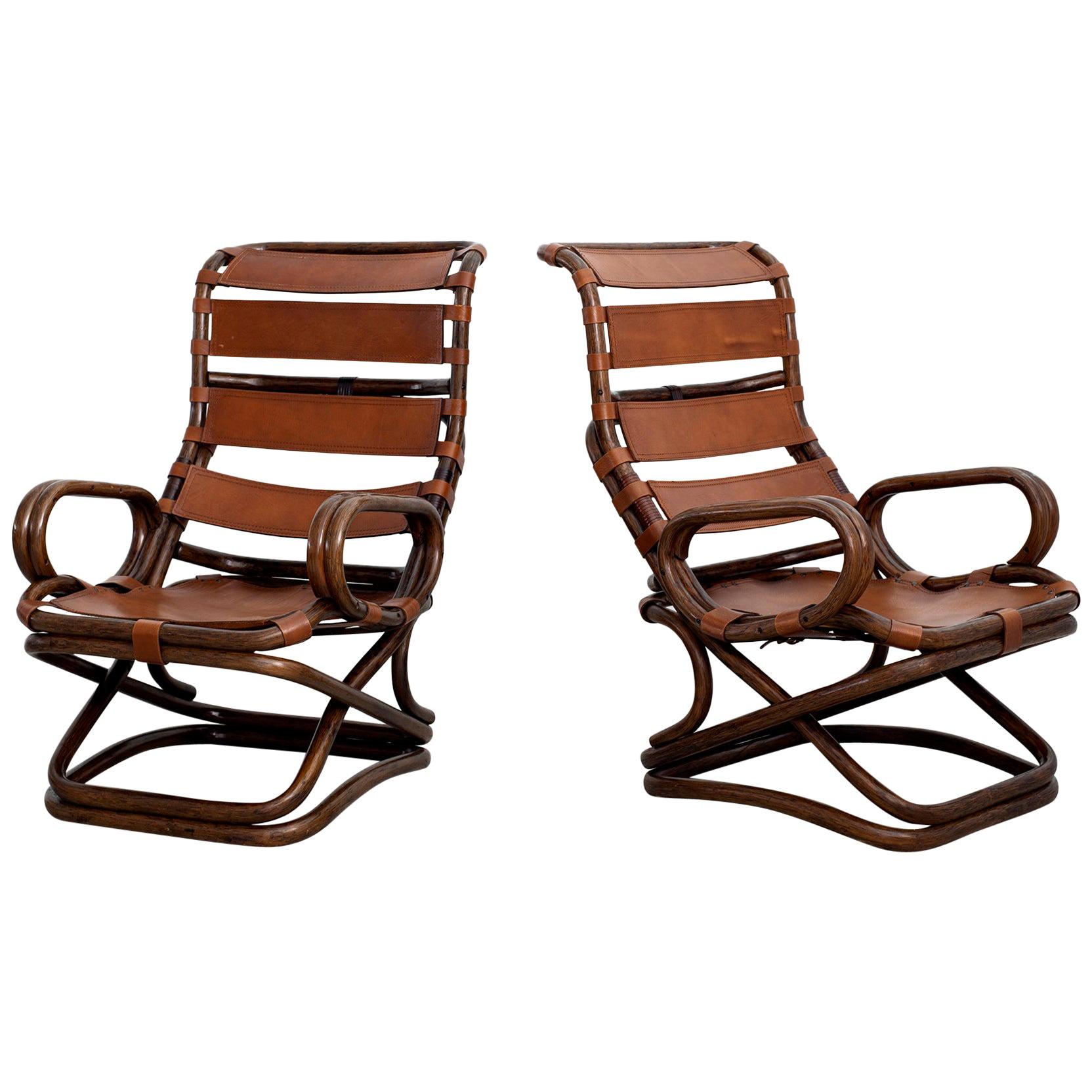 Italian Leather Sling Chairs For Sale