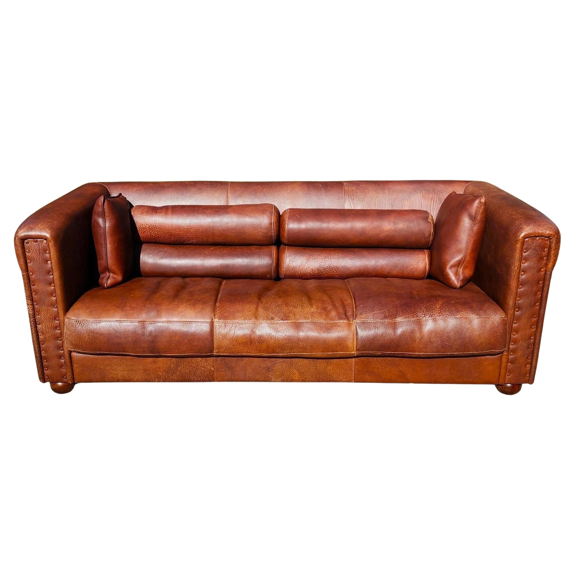 Italian Leather Sofa by Baxter of Italy For Sale