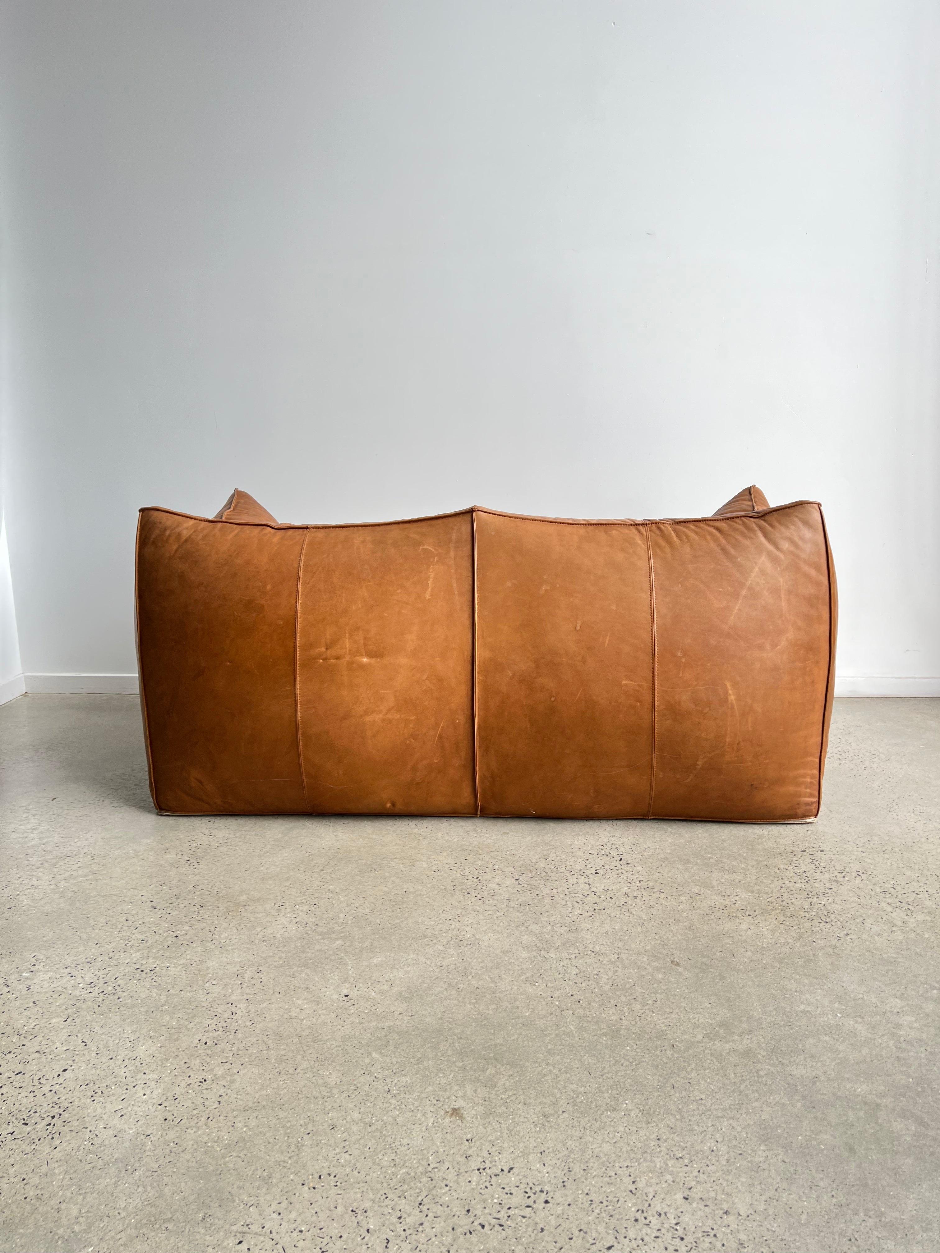 Italian Leather Sofa by Mario Bellini le Bambole for B&B Italia 1970s For Sale 2