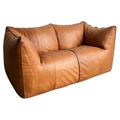 Italian Leather Sofa by Mario Bellini le Bambole for B&B Italia 1970s