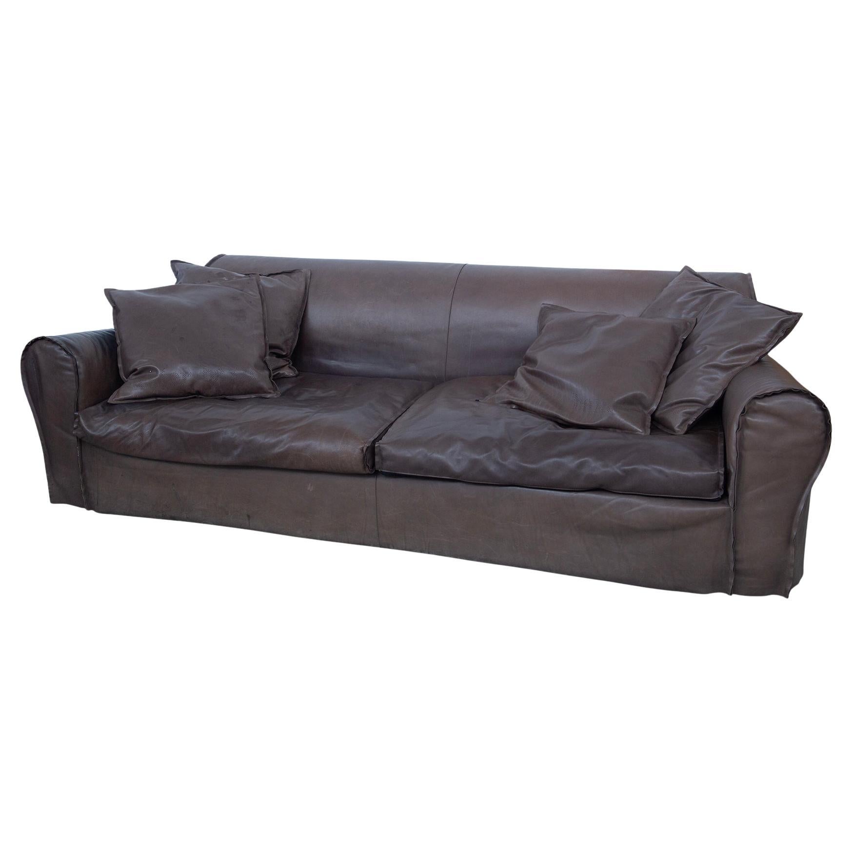 Italian leather sofa, model Baxter Housse XXL, design by Paola Navone, label For Sale