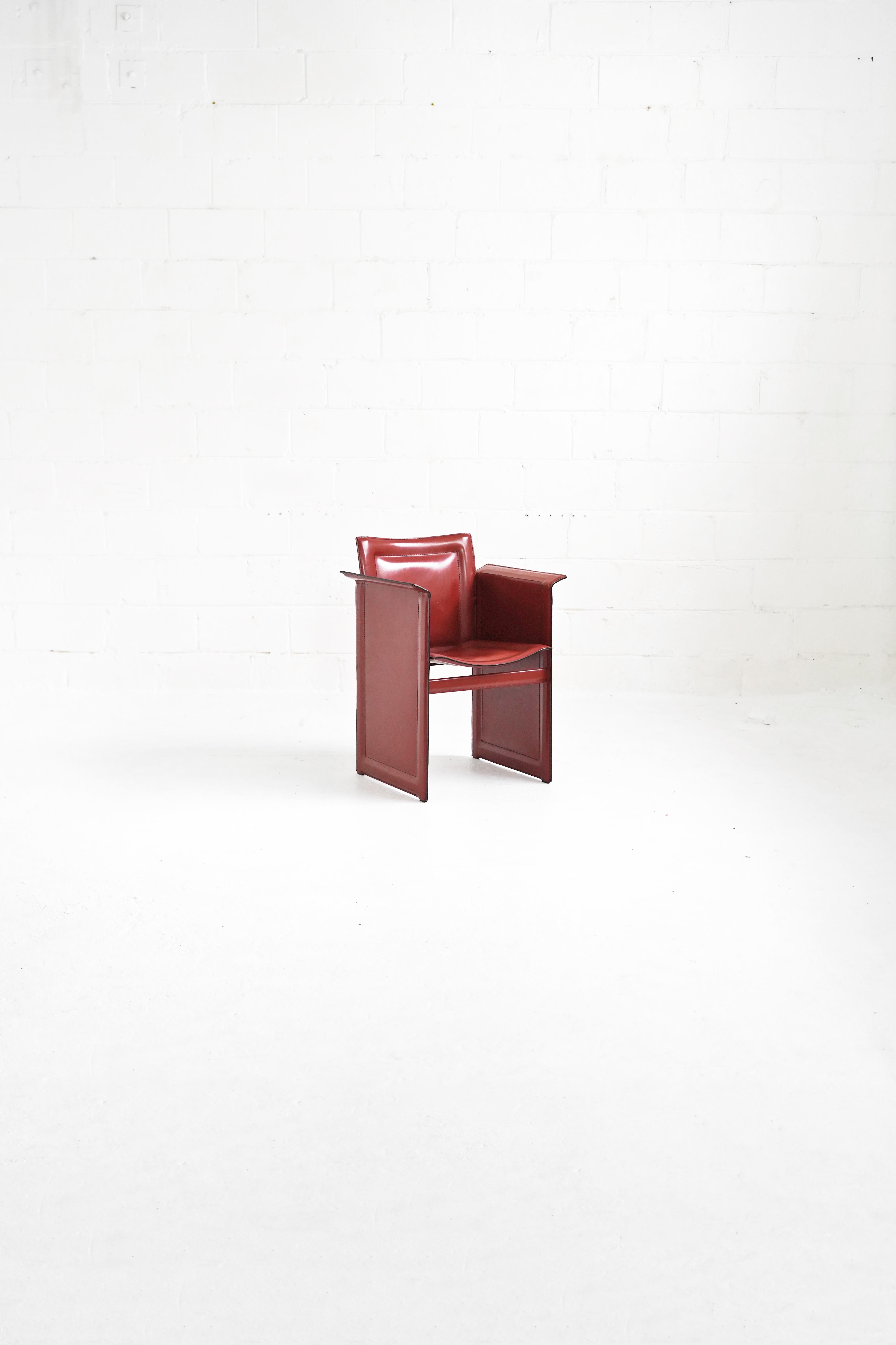 Italian Leather Solaria Low Back Armchair in Wine for Arrben 7