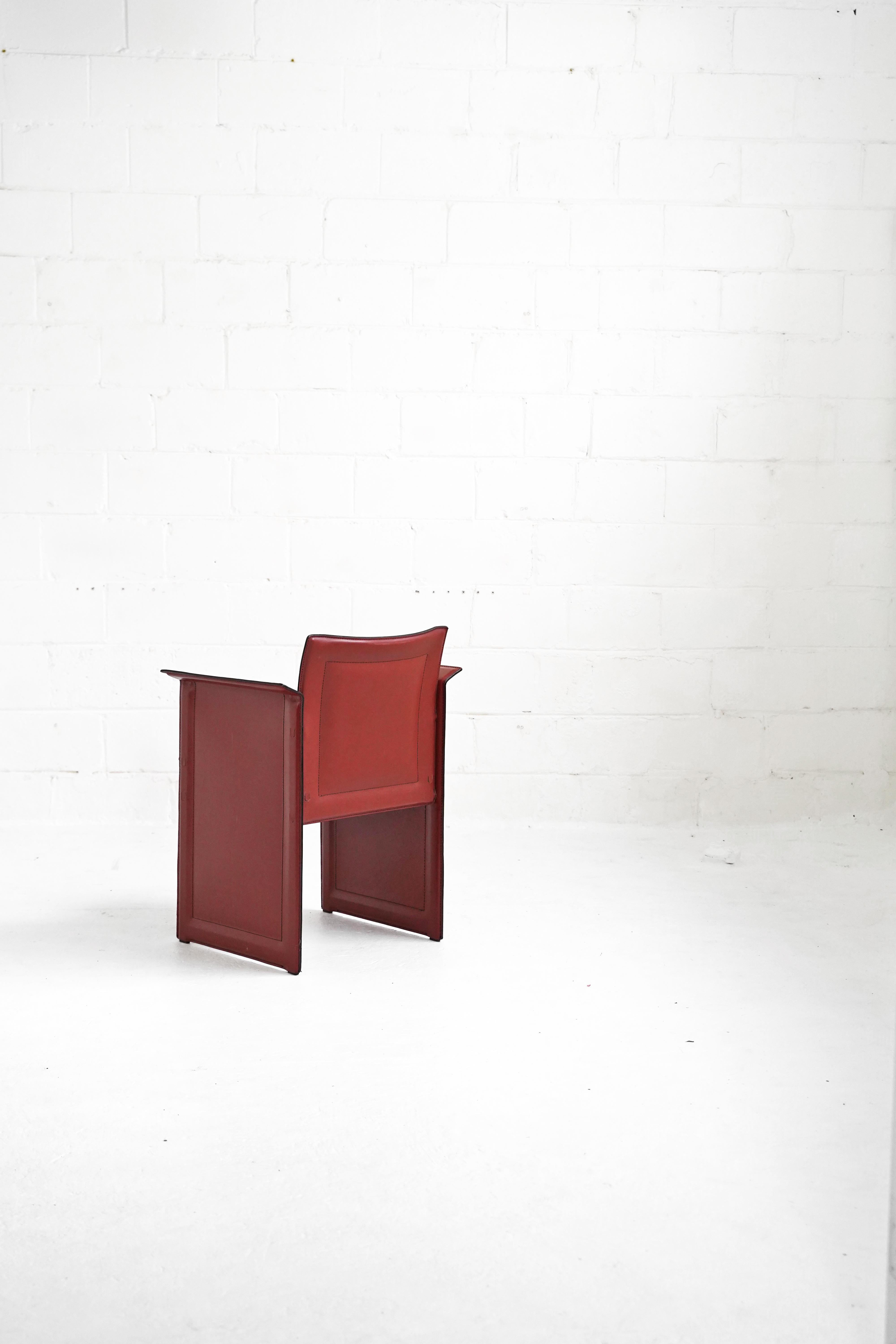 Minimalist Italian Leather Solaria Low Back Armchair in Wine for Arrben