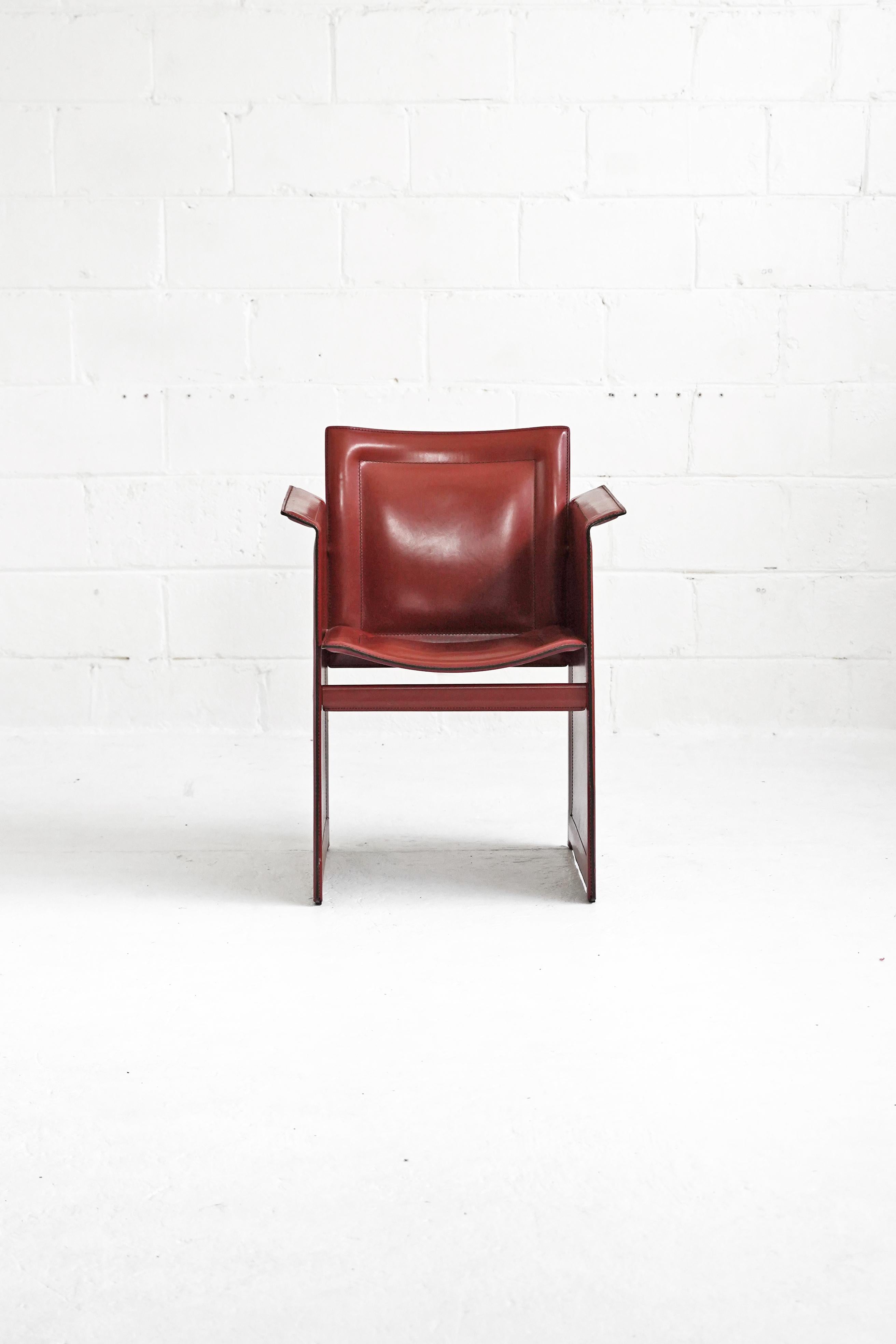Italian Leather Solaria Low Back Armchair in Wine for Arrben In Good Condition In TORONTO, CA