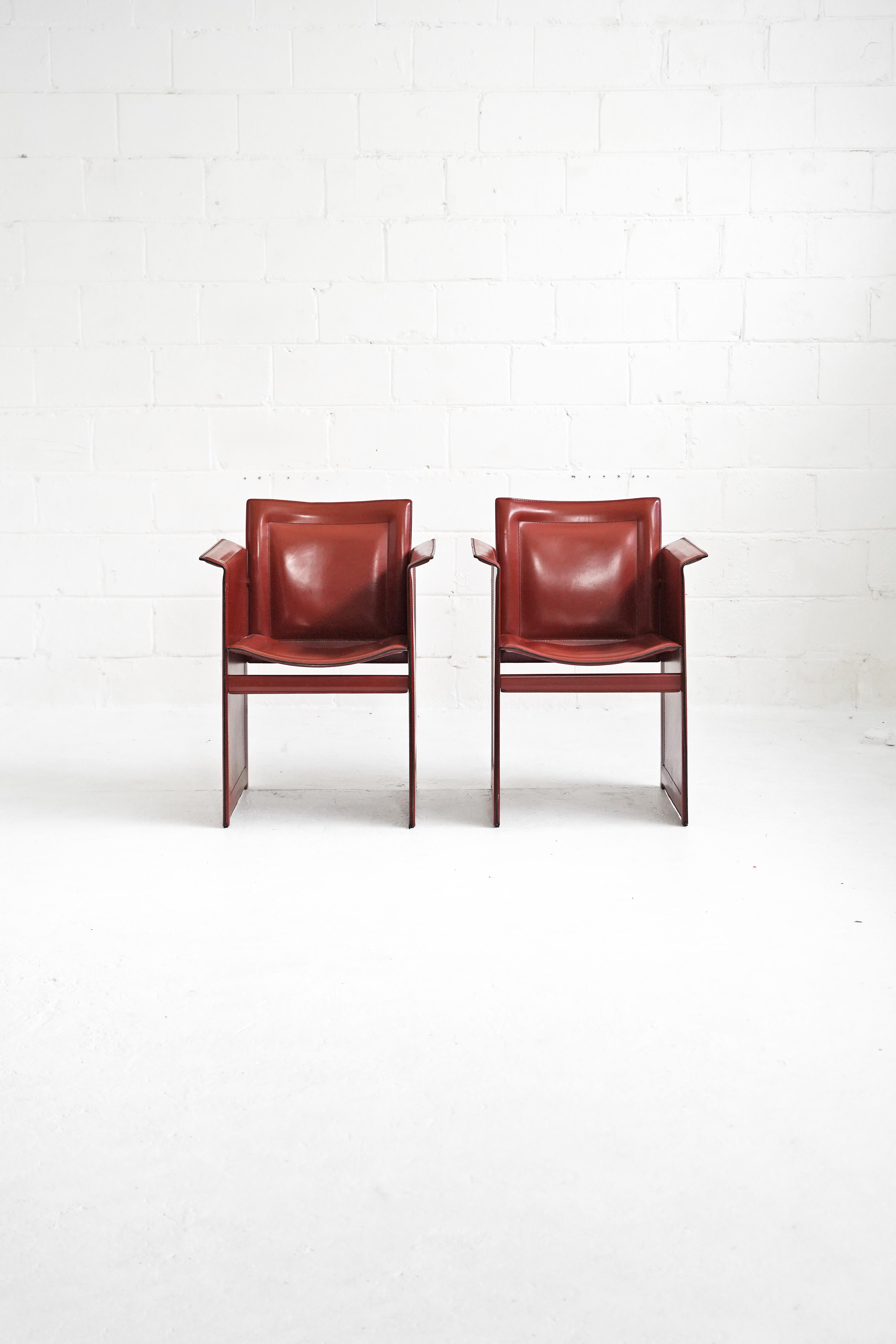 Italian Leather Solaria Low Back Armchair in Wine for Arrben 2