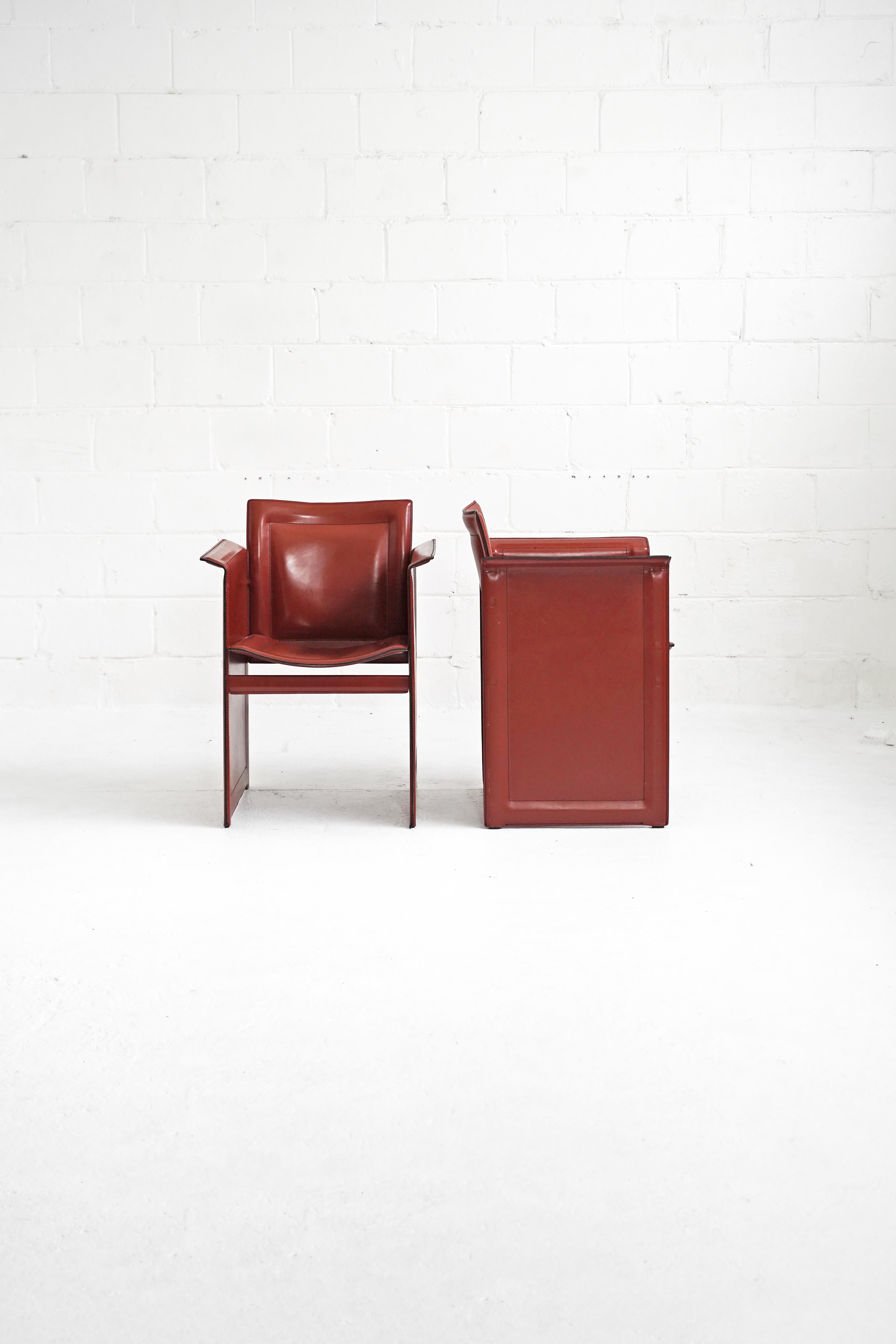 Italian Leather Solaria Low Back Armchair in Wine for Arrben 3