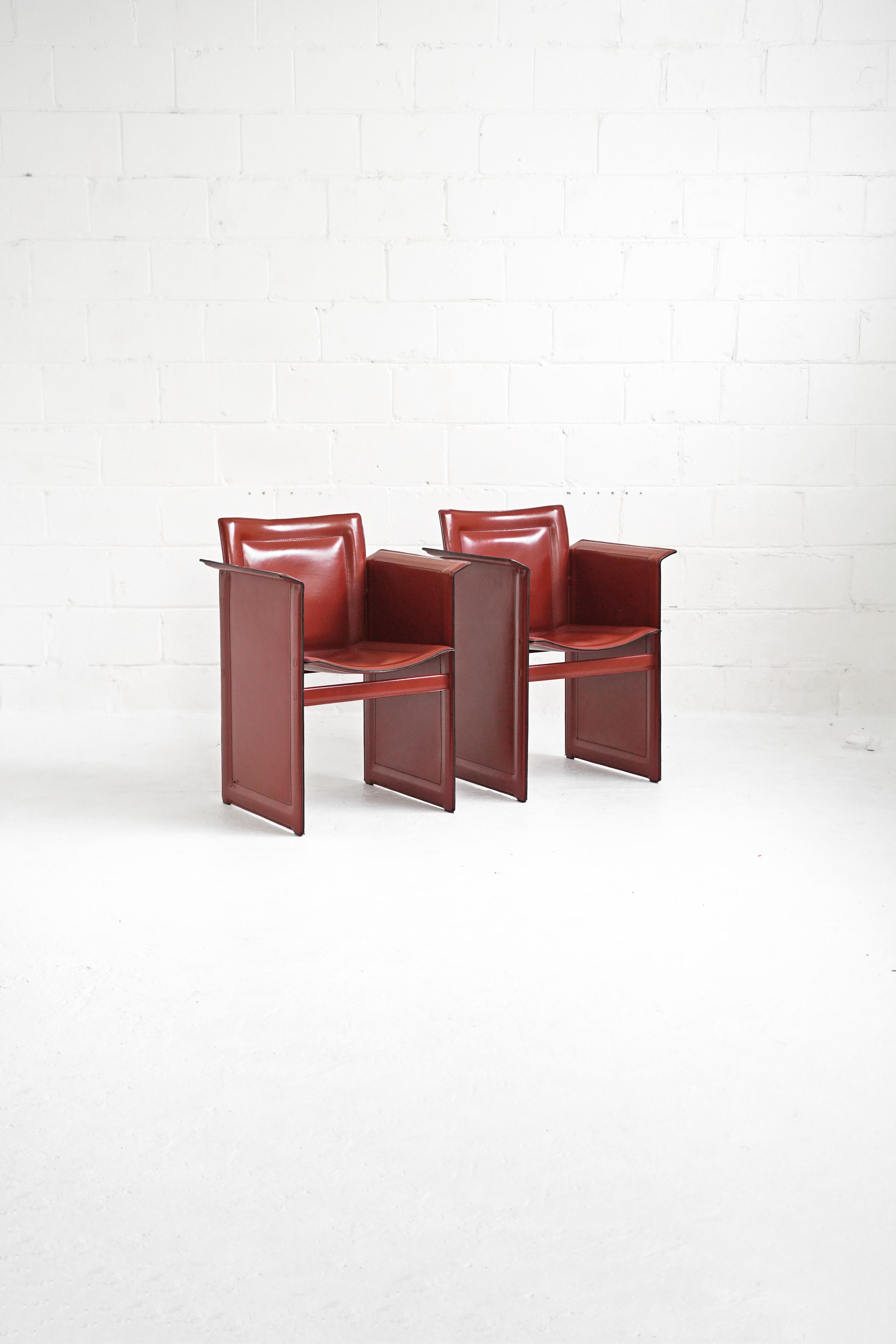 Italian Leather Solaria Low Back Armchair in Wine for Arrben 4