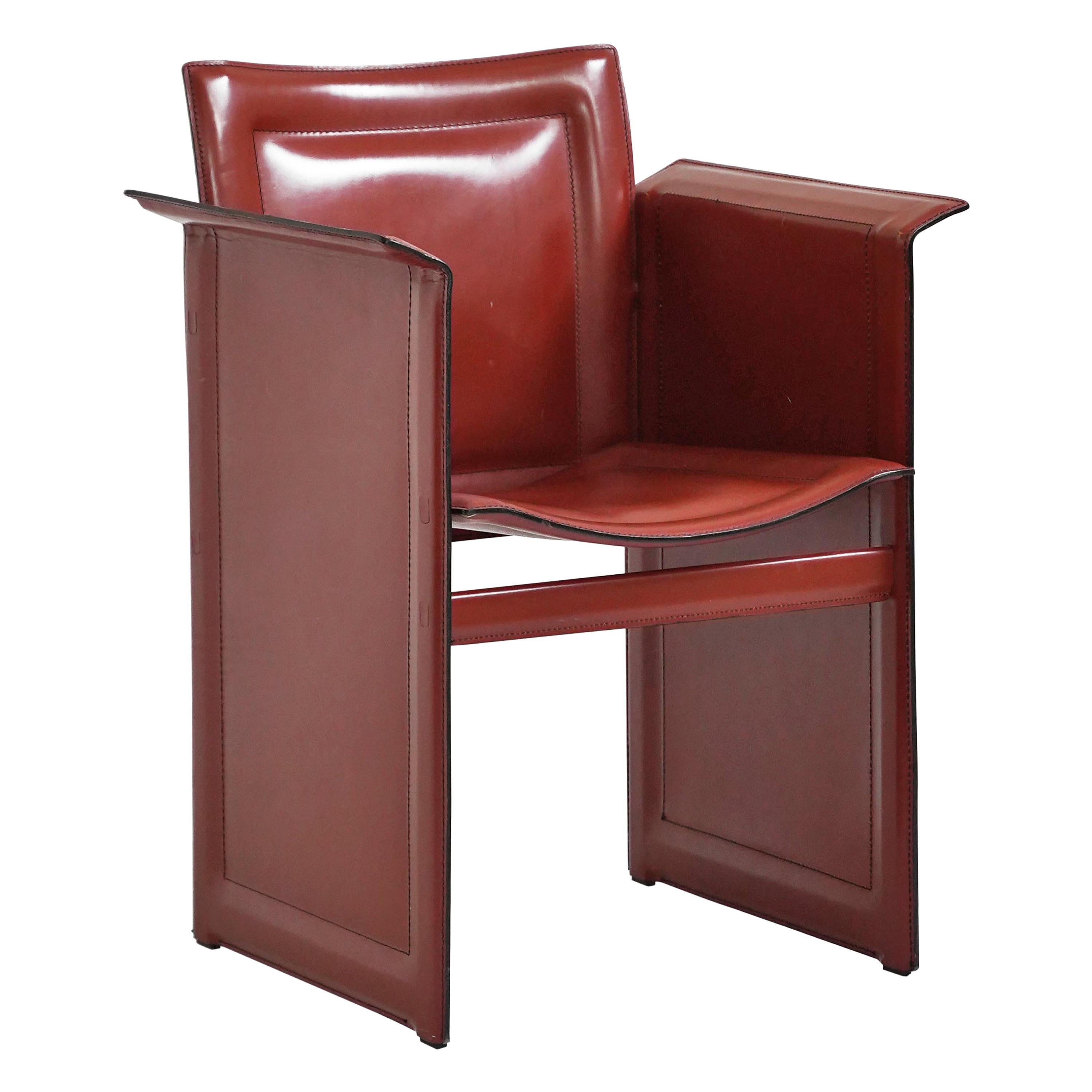 Italian Leather Solaria Low Back Armchair in Wine for Arrben