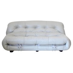 Italienisches Leders Soriana Cremefarbenes Leder-Set aus Leder Tobia und Afra Scarpa für Cassina