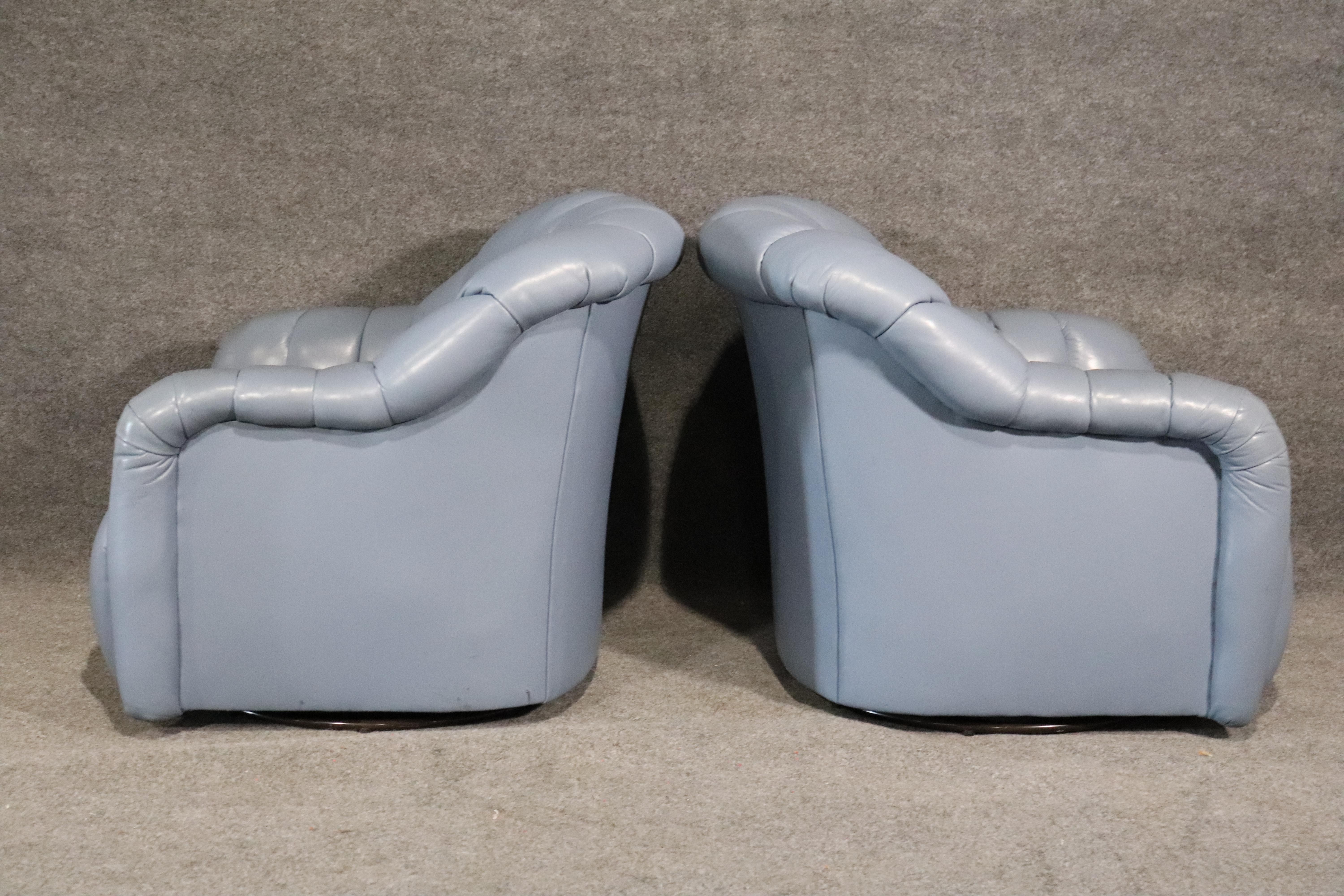 Mid-Century Modern Italian Leather Swivel Chairs For Sale