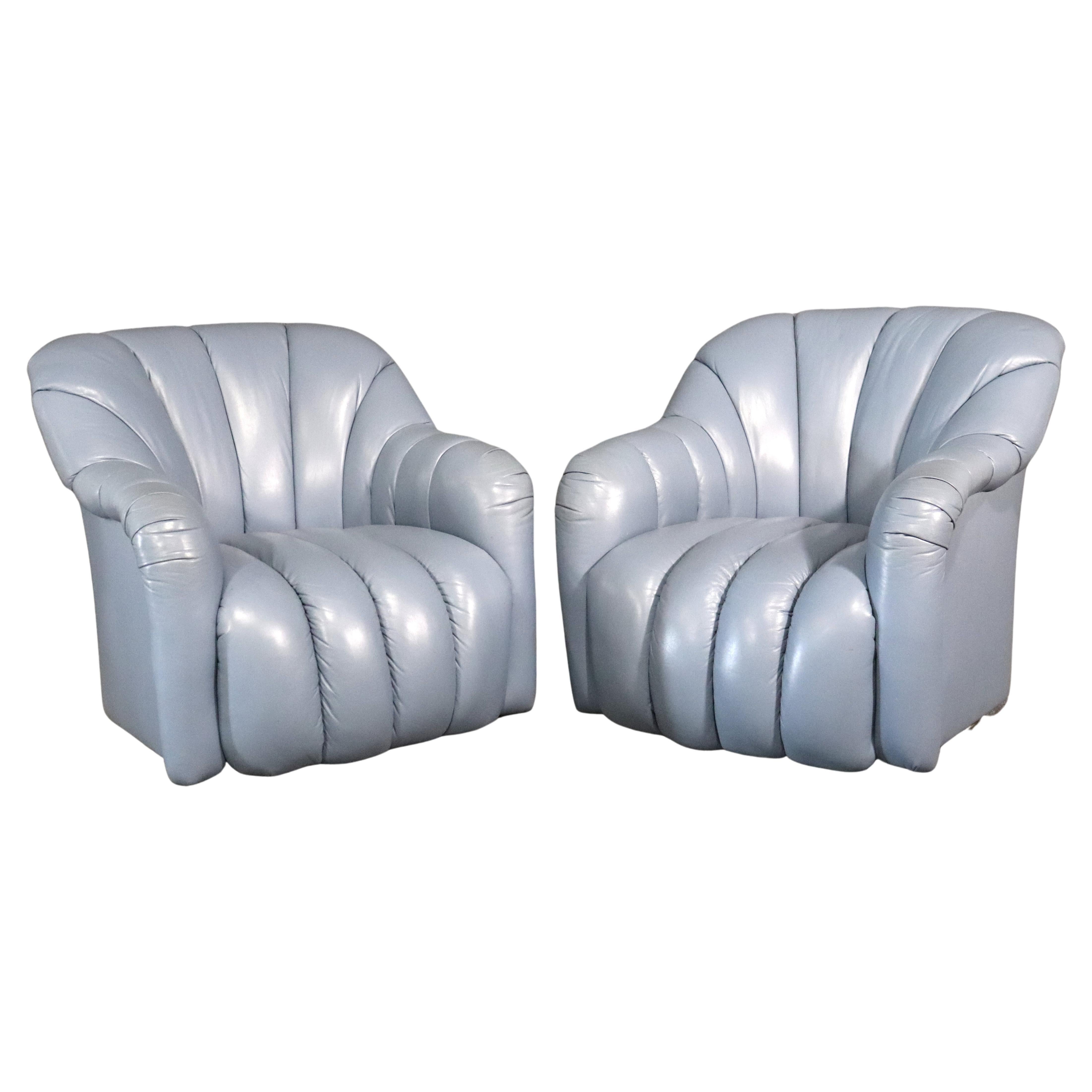 Italian Leather Swivel Chairs For Sale