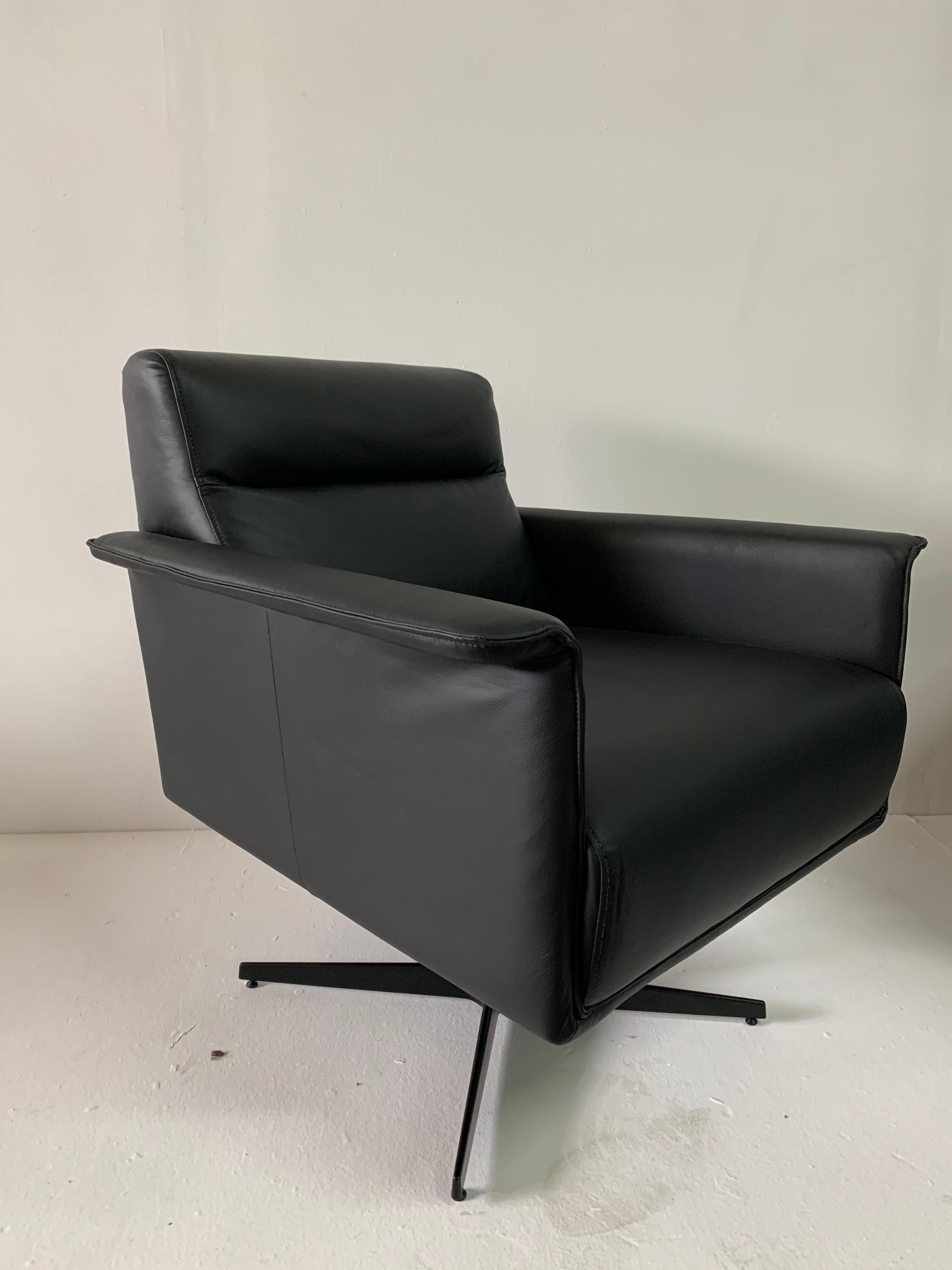 Italian Leather Swivel Chairs, Pair 2