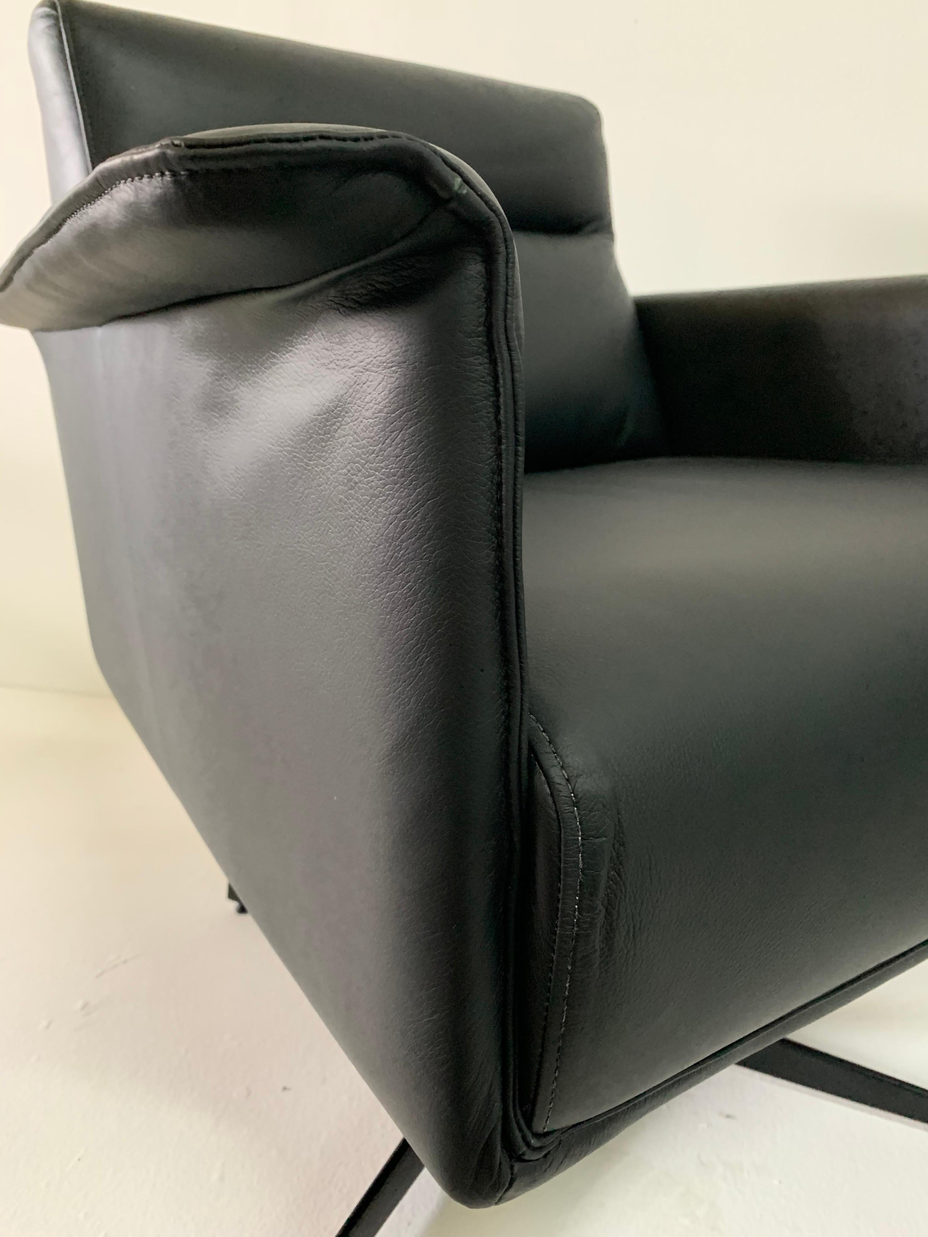 Italian Leather Swivel Chairs, Pair 3