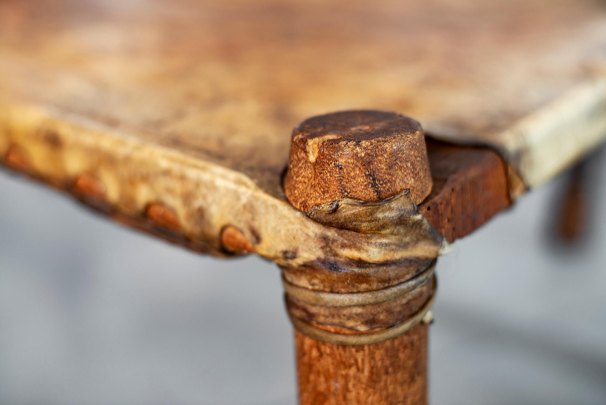 Mid-20th Century African Leather Table and Stools