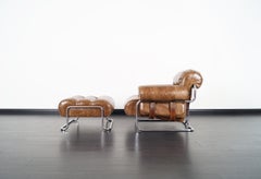 Italian Leather "Tucroma" Lounge Chair and Ottoman by Guido Faleschini