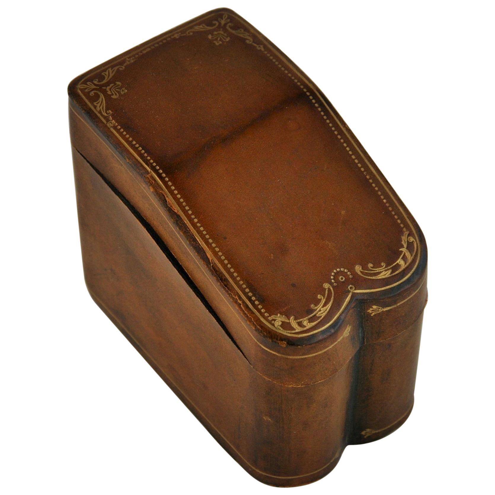 Italian Leather Two Deck Card Box For Sale