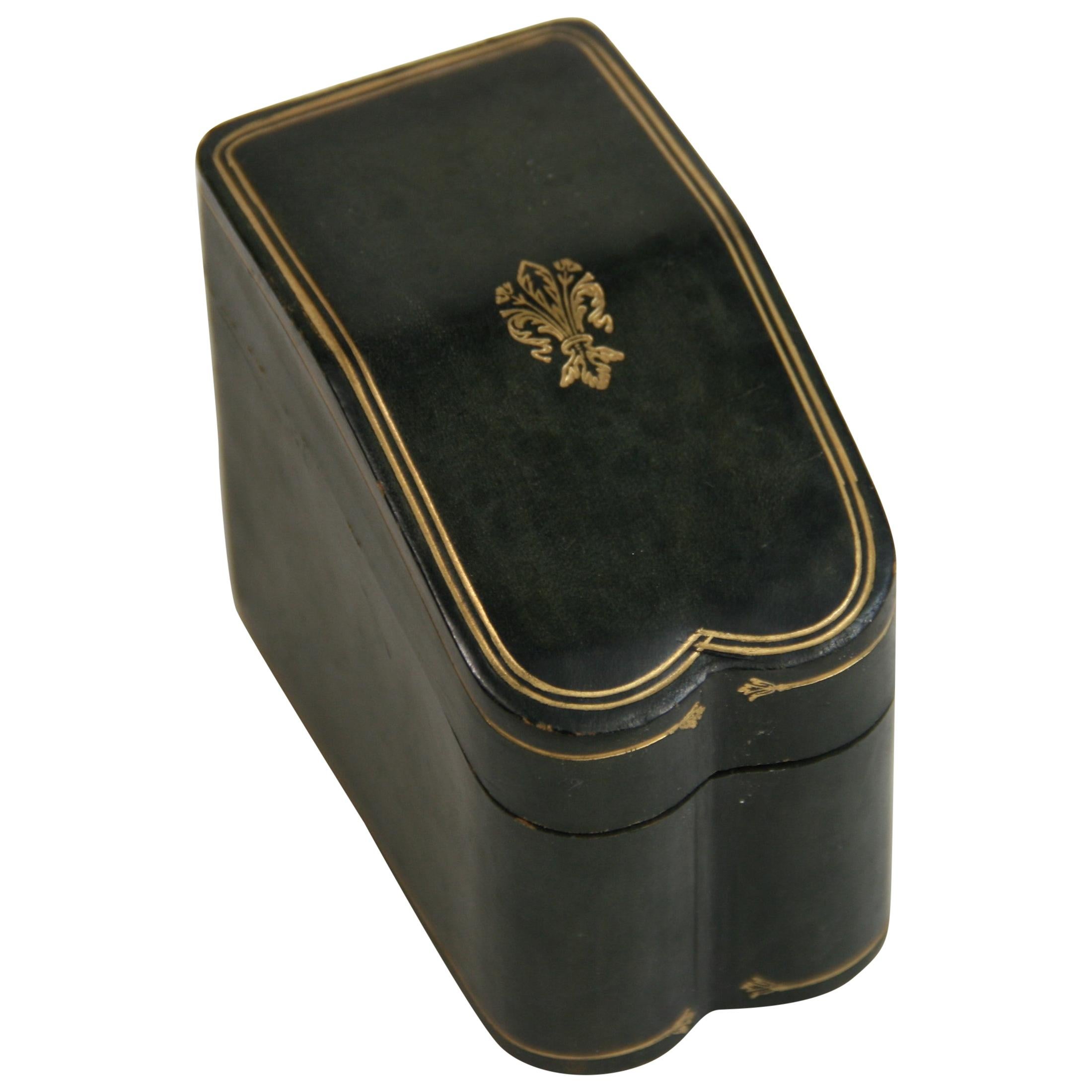 Caja de cartas de cuero italiano para dos barajas en venta
